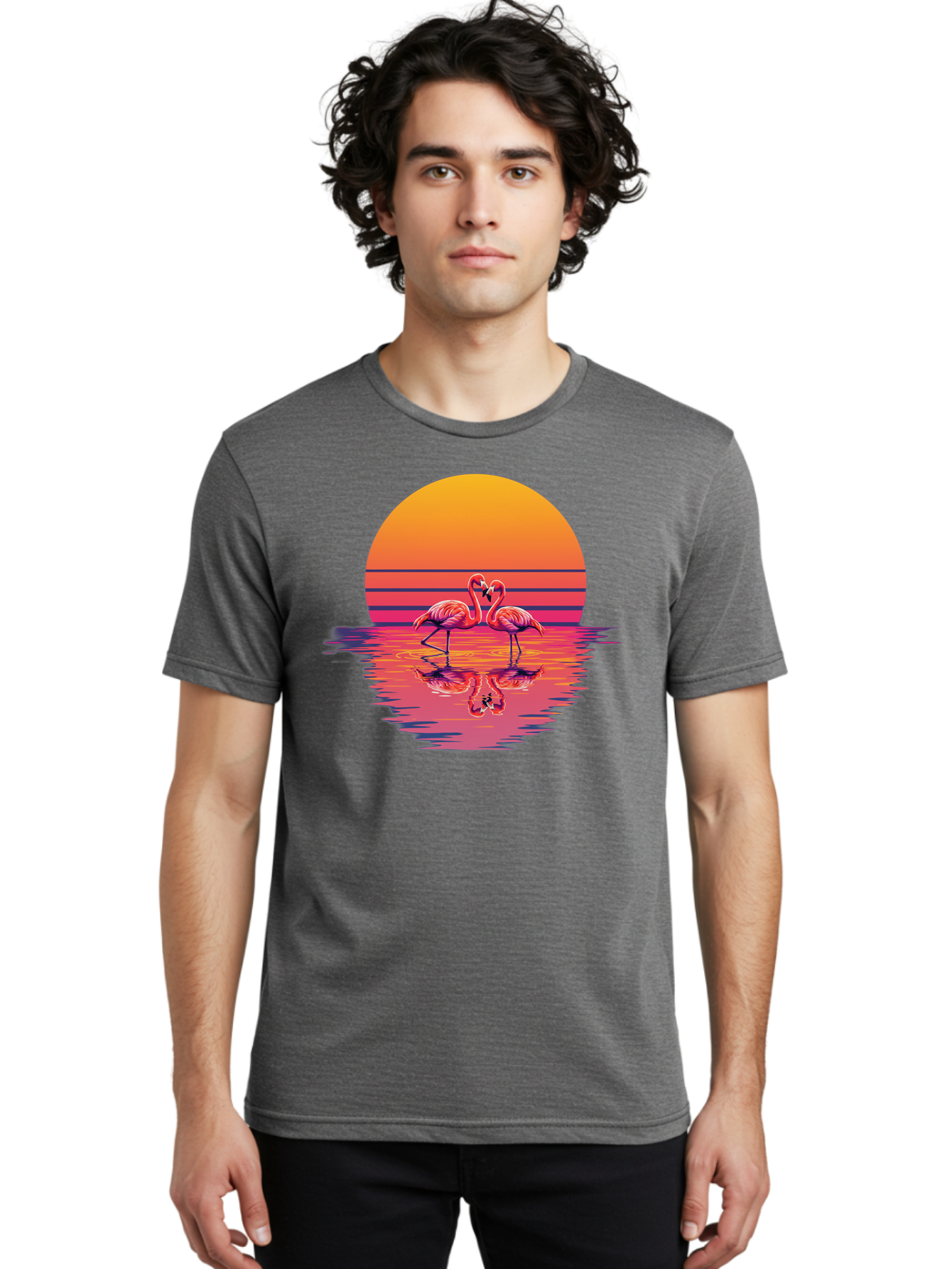 Two-Flamingos-2 Men'S Graphic Tee, 100% Cotton, Comfortable Casual Summer Wear, Machine Washable, Vintage Camera, Old Camera, Antique Camera, Black Camera, Classic Photography, Photography Equipment, Nostalgic Device, Film Camera, Camera Art Baj287