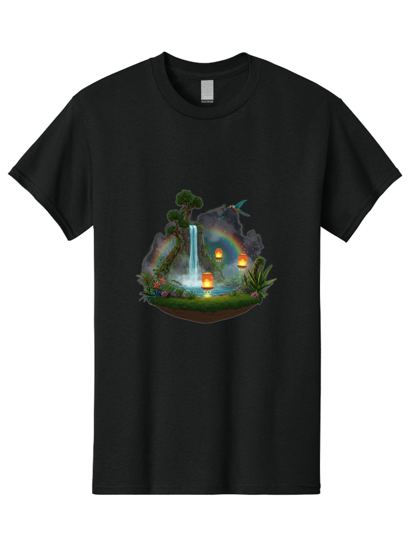 Waterfall-Scene Men'S Graphic Tee, 100% Cotton, Comfortable Casual Summer Wear, Machine Washable, Vintage Camera, Old Camera, Antique Camera, Black Camera, Classic Photography, Photography Equipment, Nostalgic Device, Film Camera, Camera Art Baj293