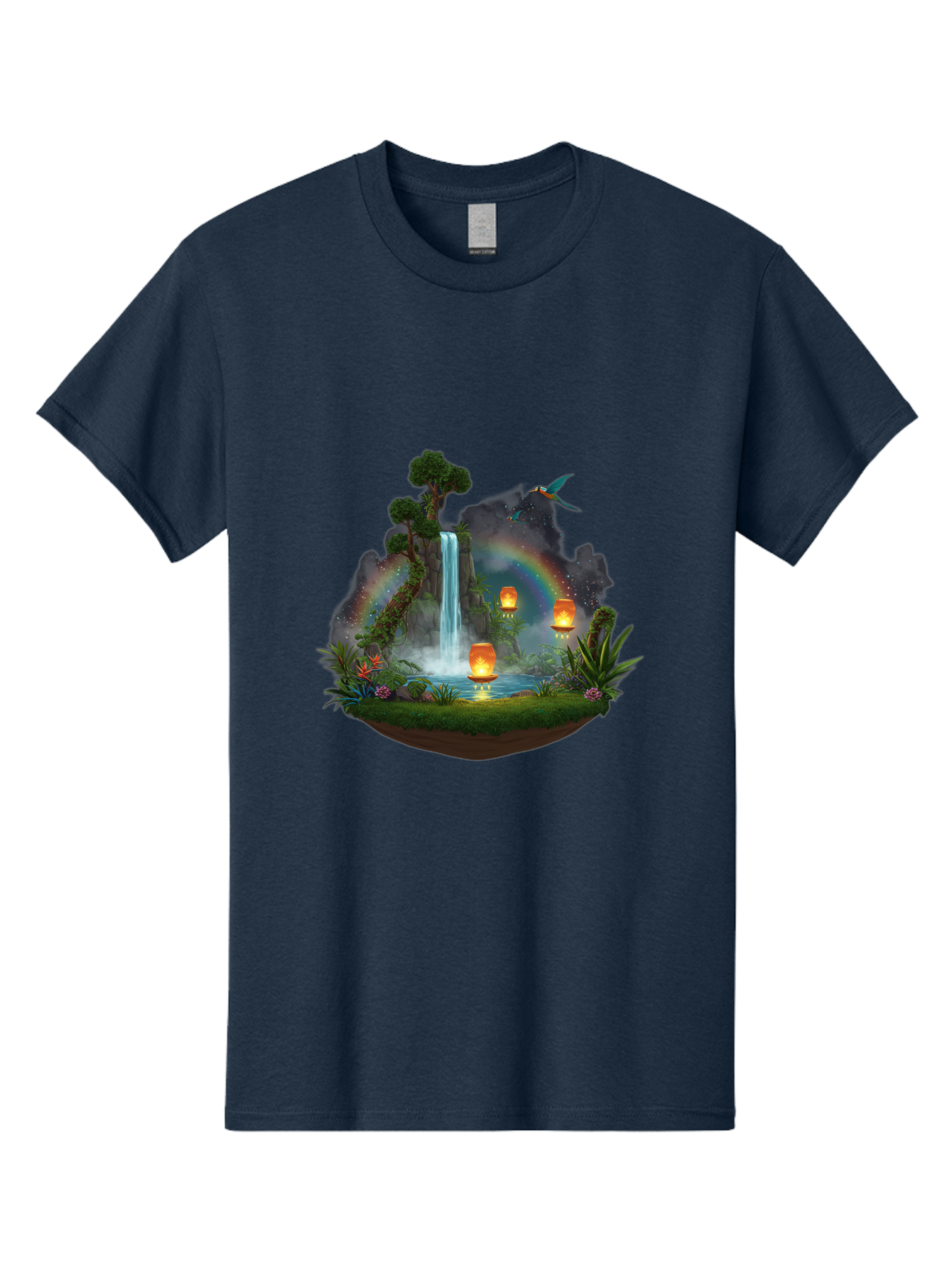 Waterfall-Scene Men'S Graphic Tee, 100% Cotton, Comfortable Casual Summer Wear, Machine Washable, Vintage Camera, Old Camera, Antique Camera, Black Camera, Classic Photography, Photography Equipment, Nostalgic Device, Film Camera, Camera Art Baj293