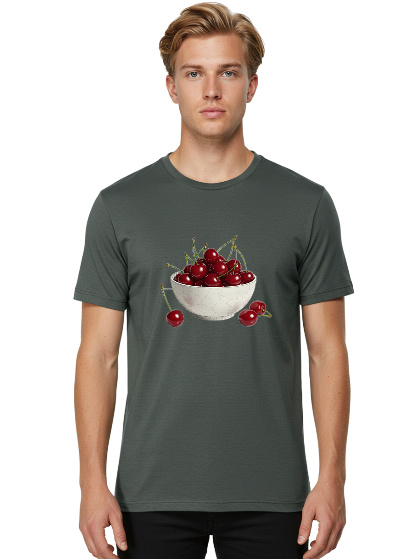 White-Bowl-With-Cherries Men'S Graphic Tee, 100% Cotton, Comfortable Casual Summer Wear, Machine Washable, Vintage Camera, Old Camera, Antique Camera, Black Camera, Classic Photography, Photography Equipment, Nostalgic Device, Film Camera, Baj309
