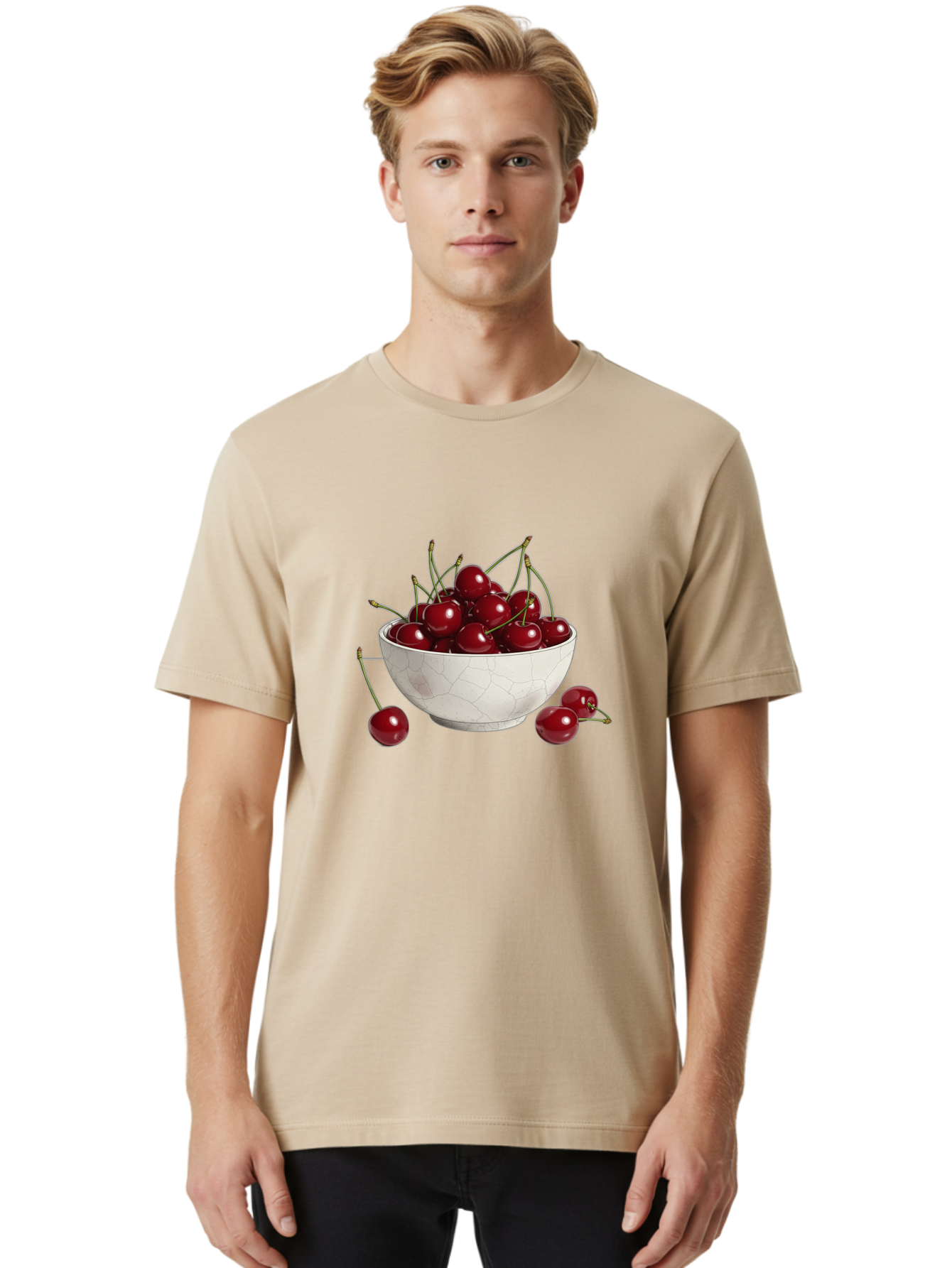 White-Bowl-With-Cherries Men'S Graphic Tee, 100% Cotton, Comfortable Casual Summer Wear, Machine Washable, Vintage Camera, Old Camera, Antique Camera, Black Camera, Classic Photography, Photography Equipment, Nostalgic Device, Film Camera, Baj309