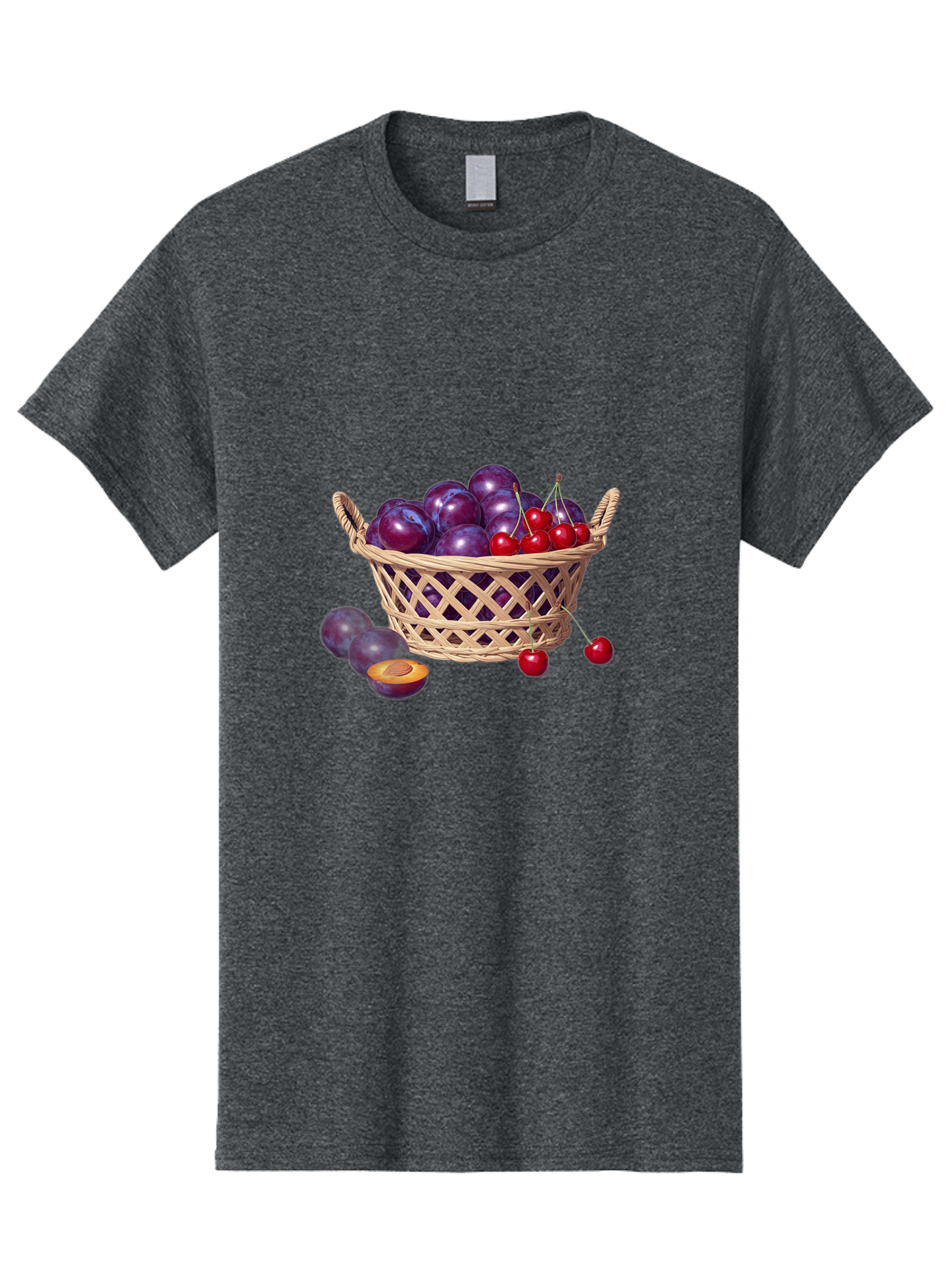 Wicker-Basket-Of-Plums-And-Cherries Men'S Graphic Tee, 100% Cotton, Comfortable Casual Summer Wear, Machine Washable, Vintage Camera, Old Camera, Antique Camera, Black Camera, Classic Photography, Photography Equipment, Nostalgic Device, Baj311