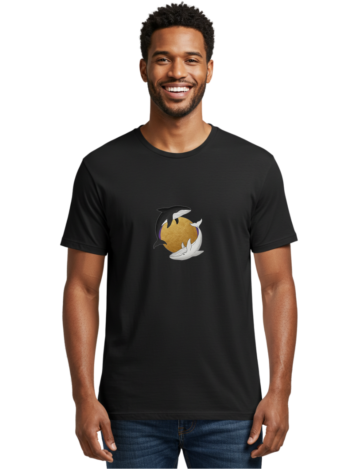 Yin-Yang-Whales Men'S Graphic Tee, 100% Cotton, Comfortable Casual Summer Wear, Machine Washable, Vintage Camera, Old Camera, Antique Camera, Black Camera, Classic Photography, Photography Equipment, Nostalgic Device, Film Camera, Camera Art Baj318