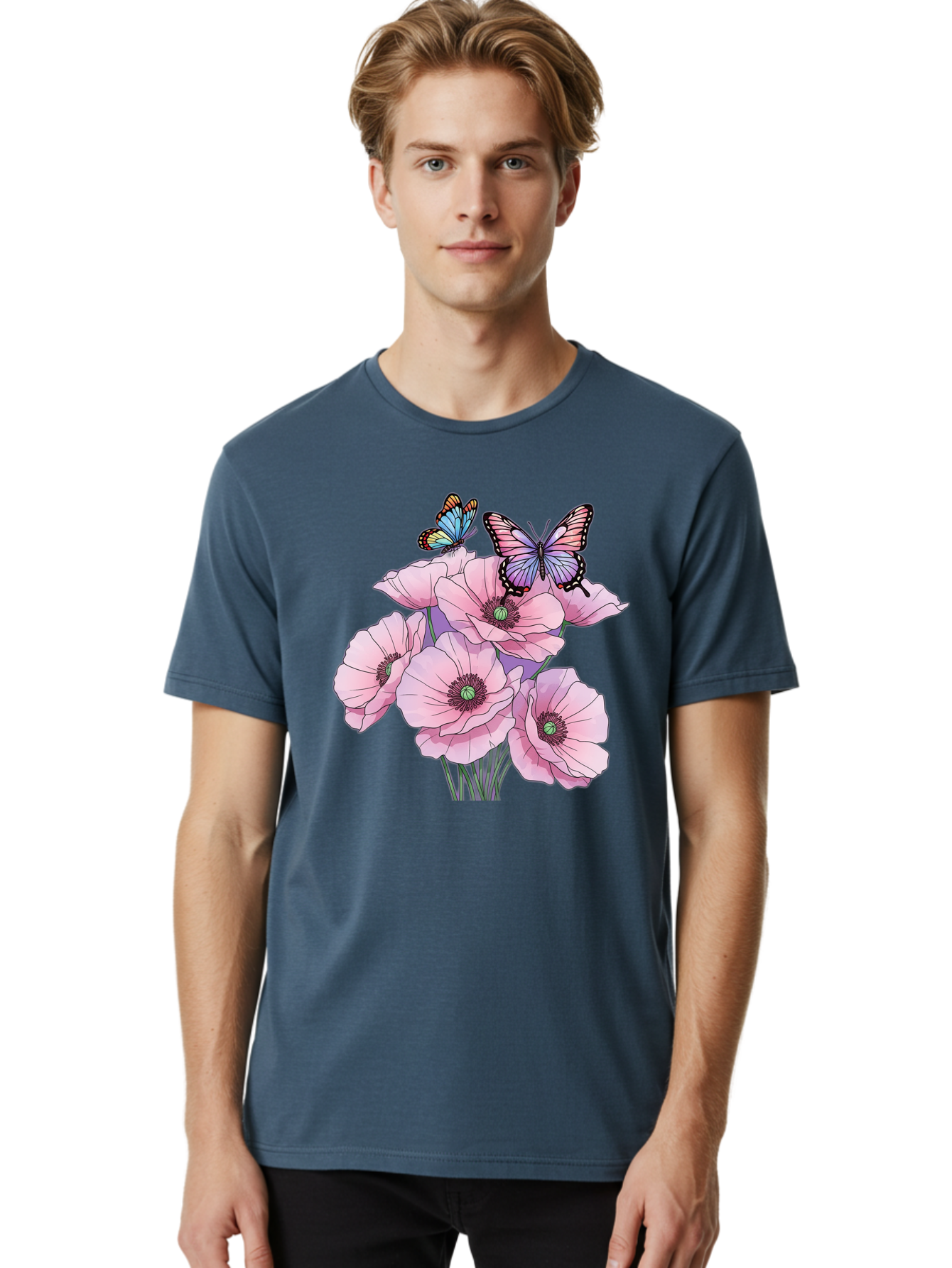 Butterflies-And-Poppies Men'S Graphic Tee, 100% Cotton, Comfortable Casual Summer Wear, Machine Washable, Vintage Camera, Old Camera, Antique Camera, Black Camera, Classic Photography, Photography Equipment, Nostalgic Device, Film Camera, Baj351