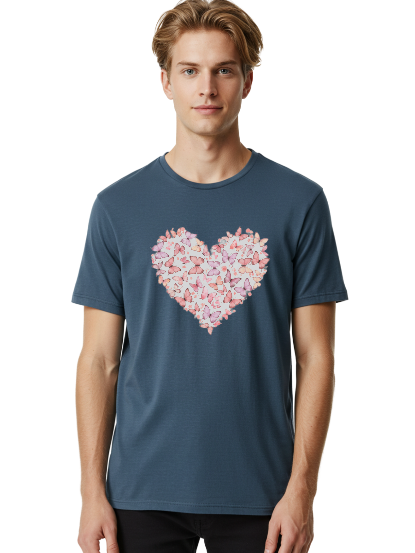 Butterflies-Heart-1 Men'S Graphic Tee, 100% Cotton, Comfortable Casual Summer Wear, Machine Washable, Vintage Camera, Old Camera, Antique Camera, Black Camera, Classic Photography, Photography Equipment, Nostalgic Device, Film Camera, Baj352
