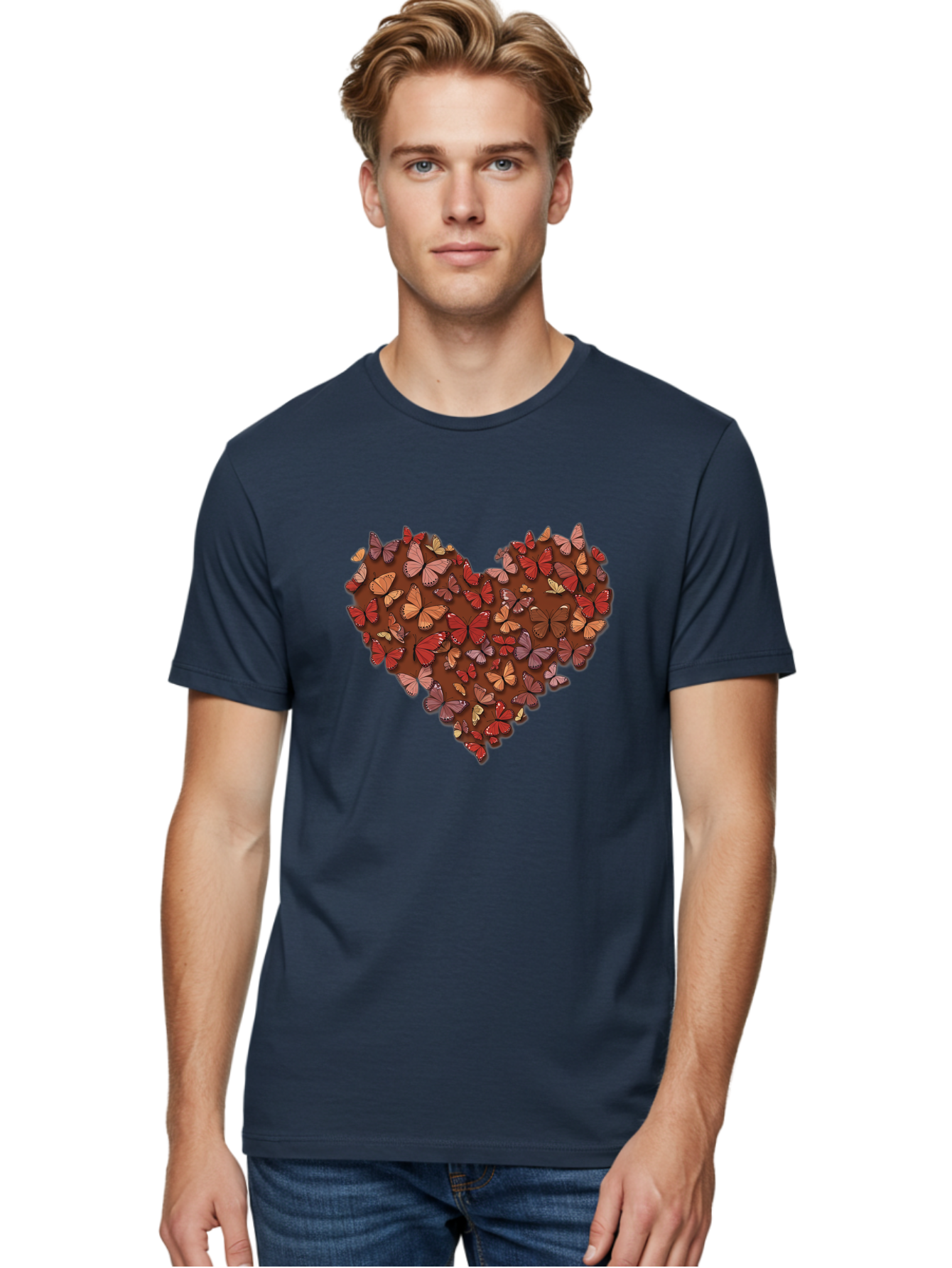 Butterflies-Heart-2 Men'S Graphic Tee, 100% Cotton, Comfortable Casual Summer Wear, Machine Washable, Vintage Camera, Old Camera, Antique Camera, Black Camera, Classic Photography, Photography Equipment, Nostalgic Device, Film Camera, Baj353