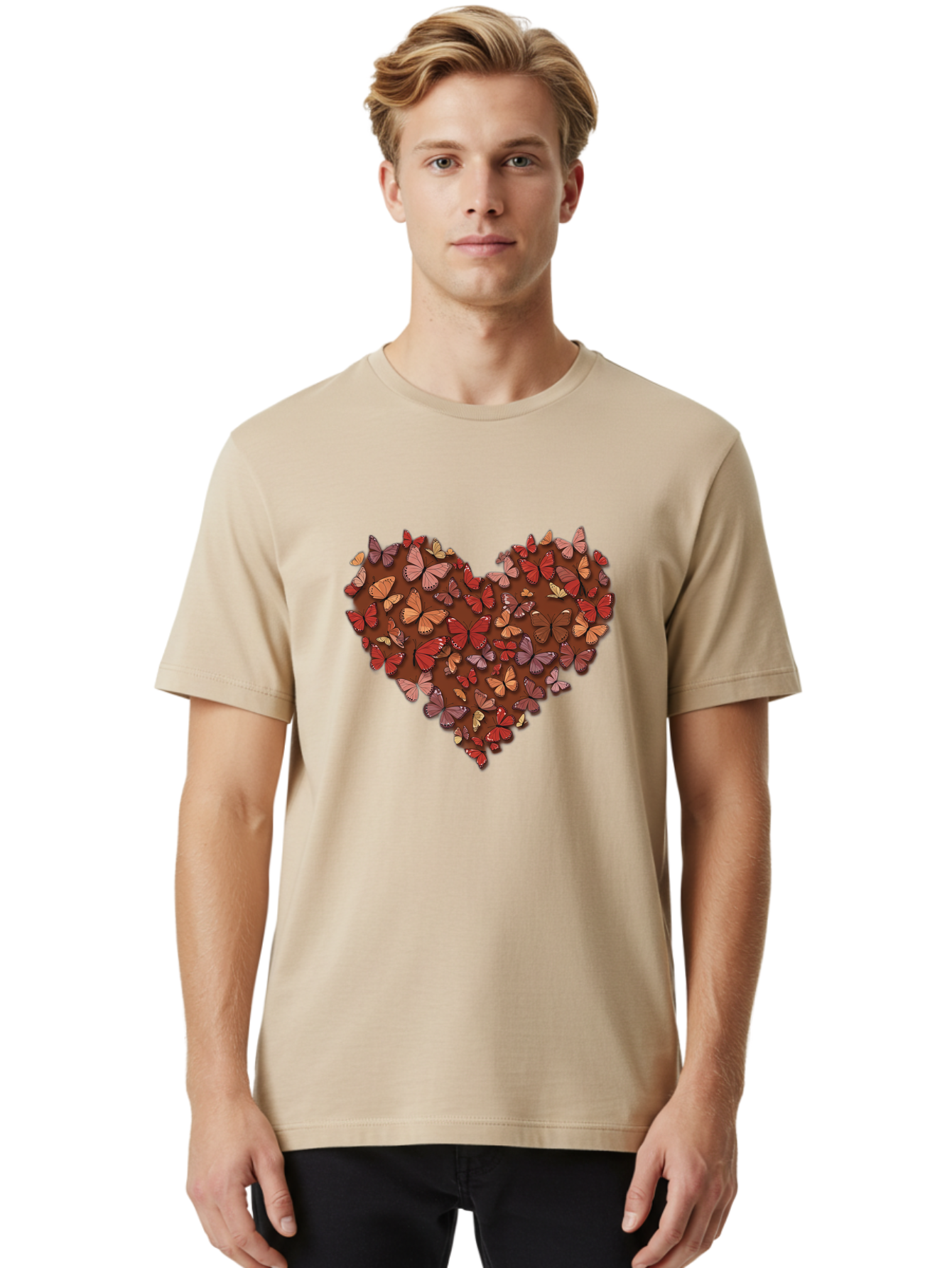 Butterflies-Heart-2 Men'S Graphic Tee, 100% Cotton, Comfortable Casual Summer Wear, Machine Washable, Vintage Camera, Old Camera, Antique Camera, Black Camera, Classic Photography, Photography Equipment, Nostalgic Device, Film Camera, Baj353