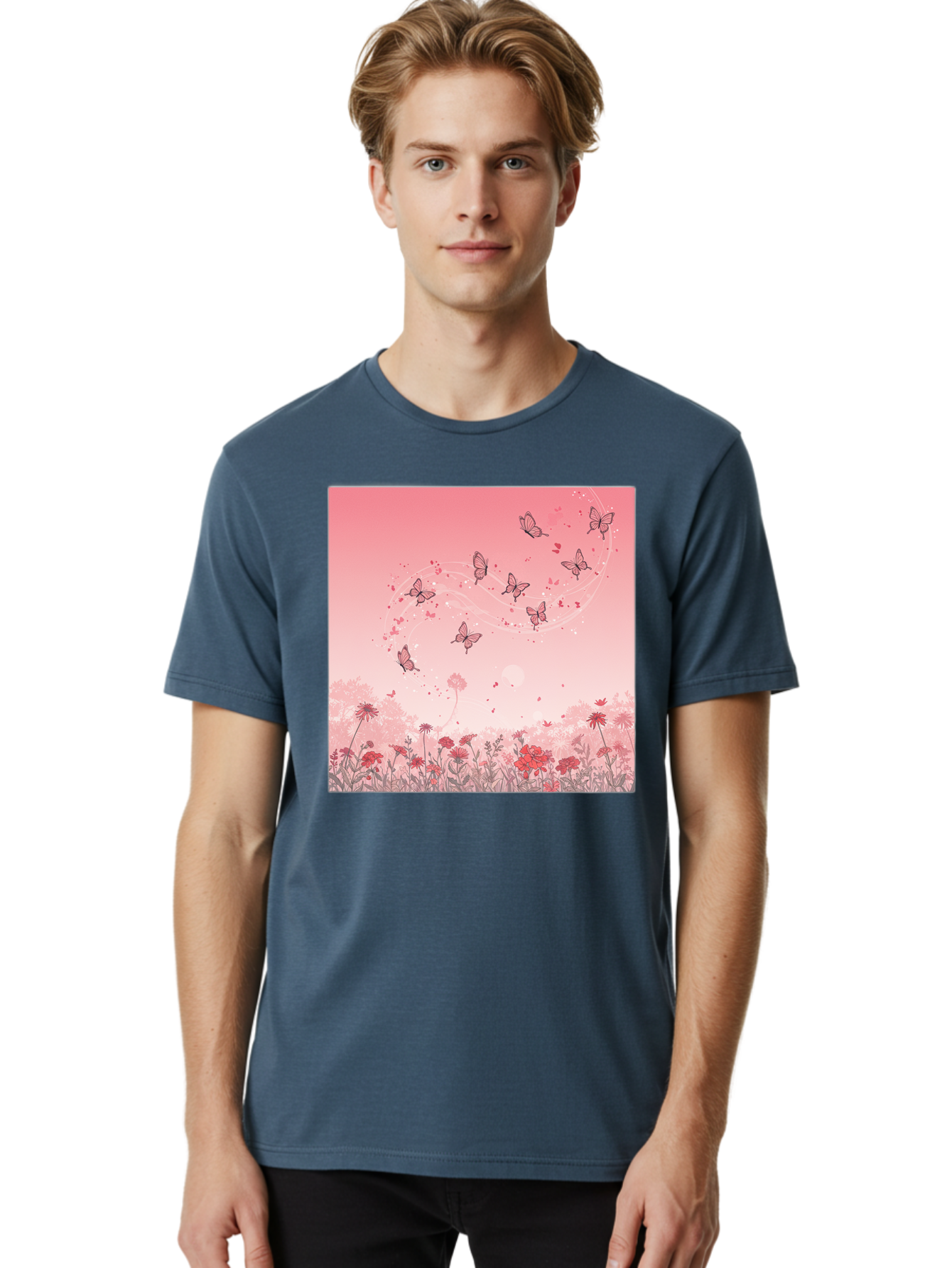 Butterflies-In-Flowers Men'S Graphic Tee, 100% Cotton, Comfortable Casual Summer Wear, Machine Washable, Vintage Camera, Old Camera, Antique Camera, Black Camera, Classic Photography, Photography Equipment, Nostalgic Device, Film Camera, Baj355
