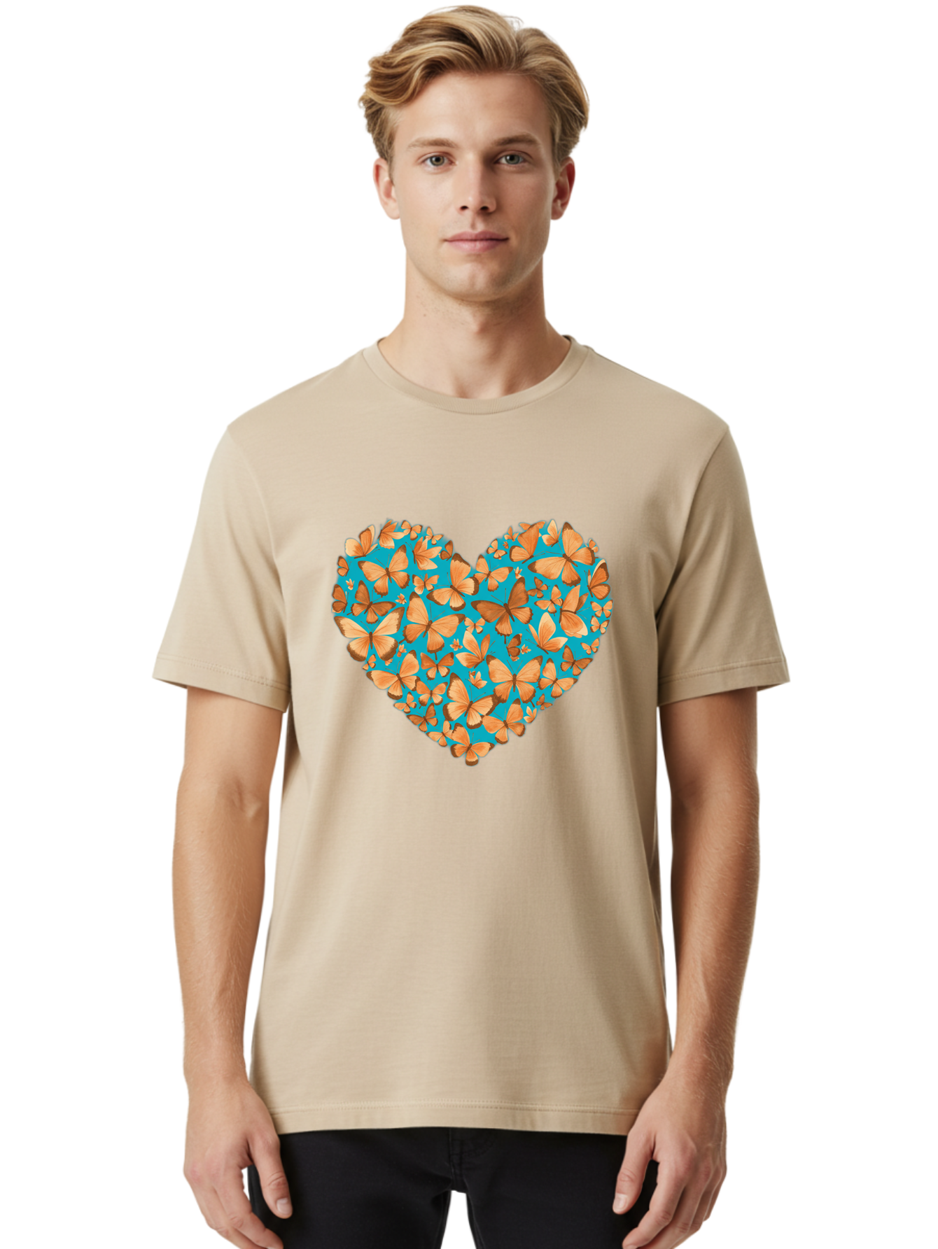 Butterfly-Heart-1 Men'S Graphic Tee, 100% Cotton, Comfortable Casual Summer Wear, Machine Washable, Vintage Camera, Old Camera, Antique Camera, Black Camera, Classic Photography, Photography Equipment, Nostalgic Device, Film Camera, Camera Art Baj360