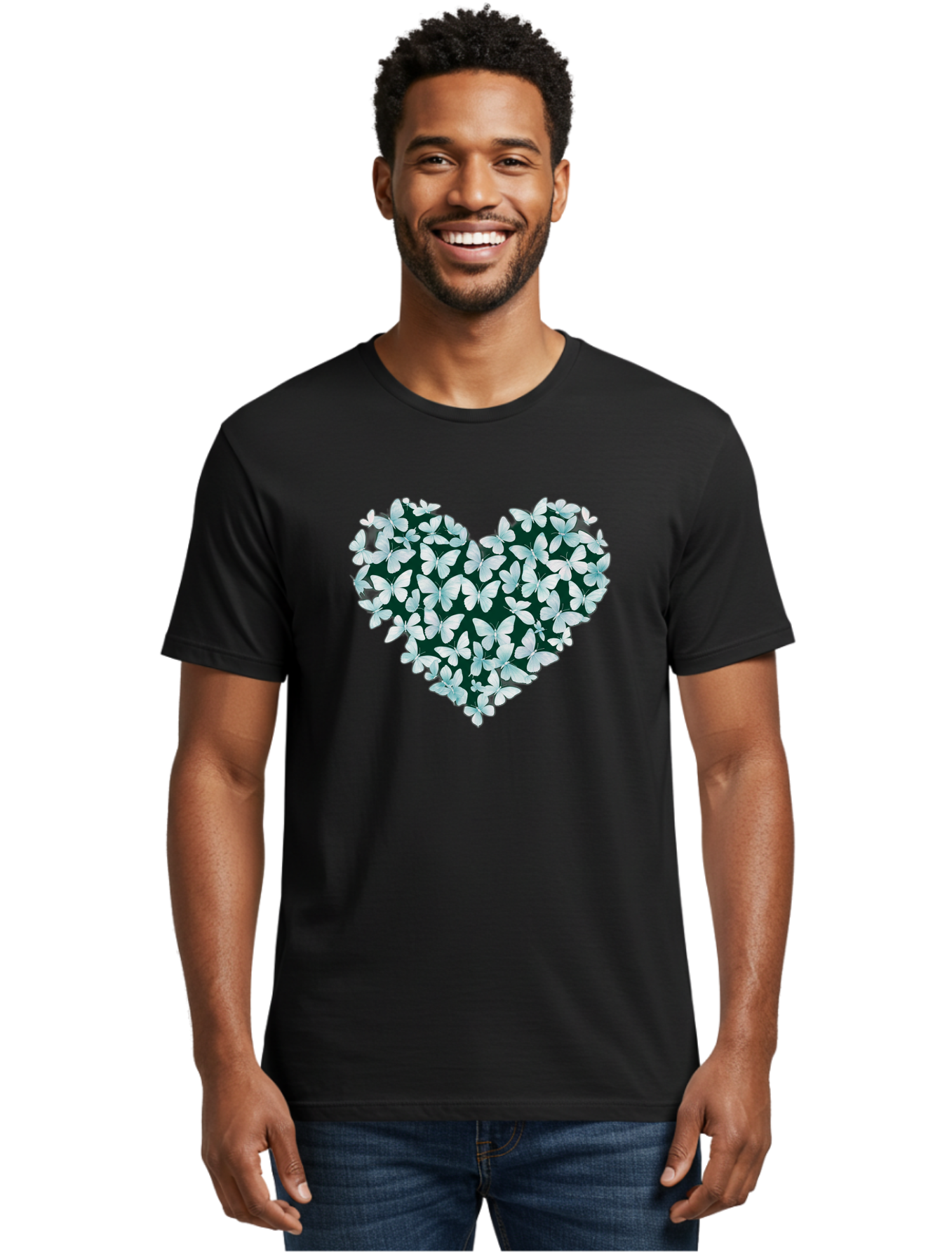 Butterfly-Heart-2 Men'S Graphic Tee, 100% Cotton, Comfortable Casual Summer Wear, Machine Washable, Vintage Camera, Old Camera, Antique Camera, Black Camera, Classic Photography, Photography Equipment, Nostalgic Device, Film Camera, Camera Art Baj361