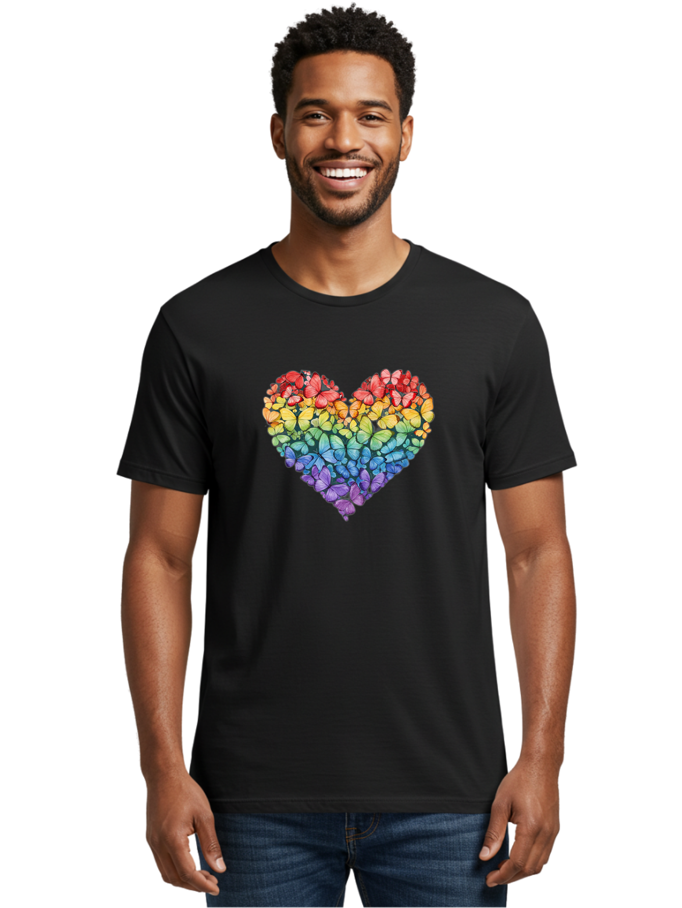Butterfly-Heart-3 Men'S Graphic Tee, 100% Cotton, Comfortable Casual Summer Wear, Machine Washable, Vintage Camera, Old Camera, Antique Camera, Black Camera, Classic Photography, Photography Equipment, Nostalgic Device, Film Camera, Camera Art Baj362
