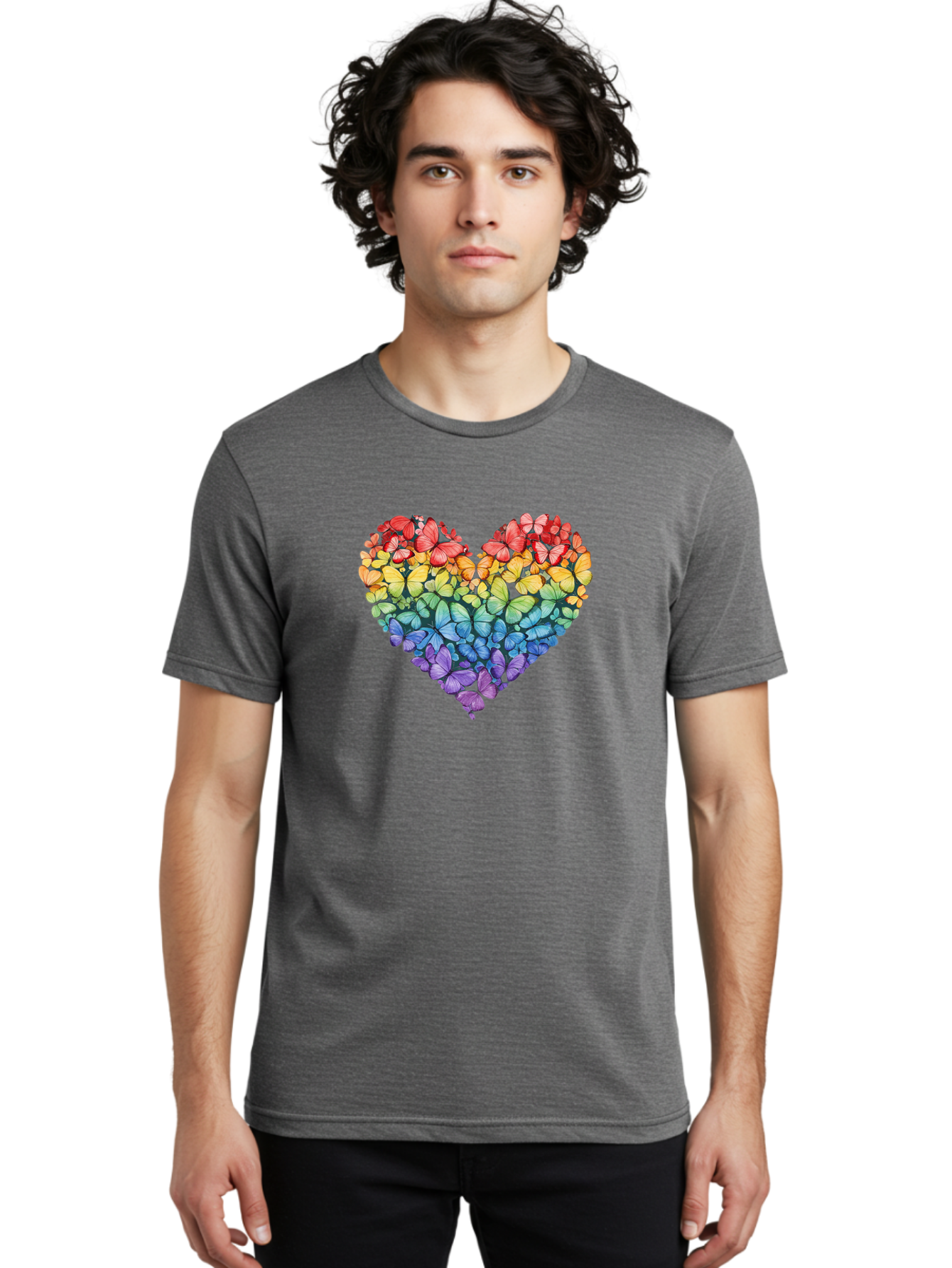 Butterfly-Heart-3 Men'S Graphic Tee, 100% Cotton, Comfortable Casual Summer Wear, Machine Washable, Vintage Camera, Old Camera, Antique Camera, Black Camera, Classic Photography, Photography Equipment, Nostalgic Device, Film Camera, Camera Art Baj362