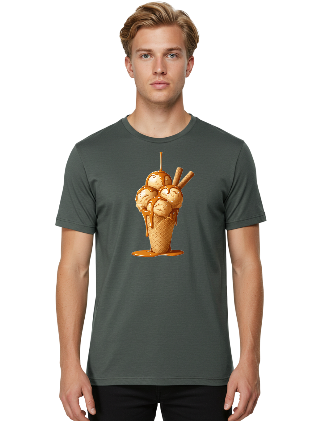 Caramel-Ice-Cream-Cone Men'S Graphic Tee, 100% Cotton, Comfortable Casual Summer Wear, Machine Washable, Vintage Camera, Old Camera, Antique Camera, Black Camera, Classic Photography, Photography Equipment, Nostalgic Device, Film Camera, Baj378