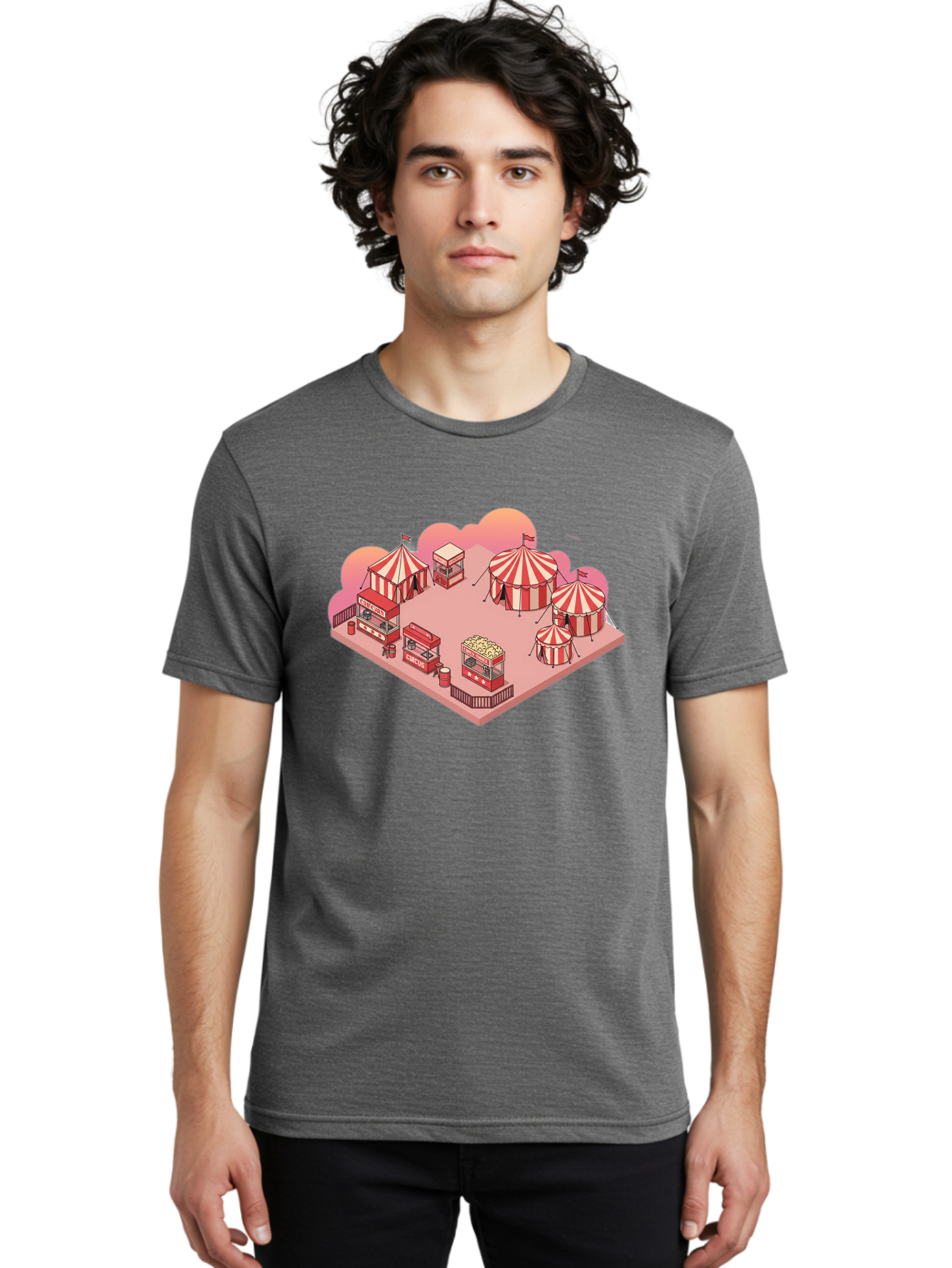 Carnival-Scene-1 Men'S Graphic Tee, 100% Cotton, Comfortable Casual Summer Wear, Machine Washable, Vintage Camera, Old Camera, Antique Camera, Black Camera, Classic Photography, Photography Equipment, Nostalgic Device, Film Camera, Camera Art Baj380