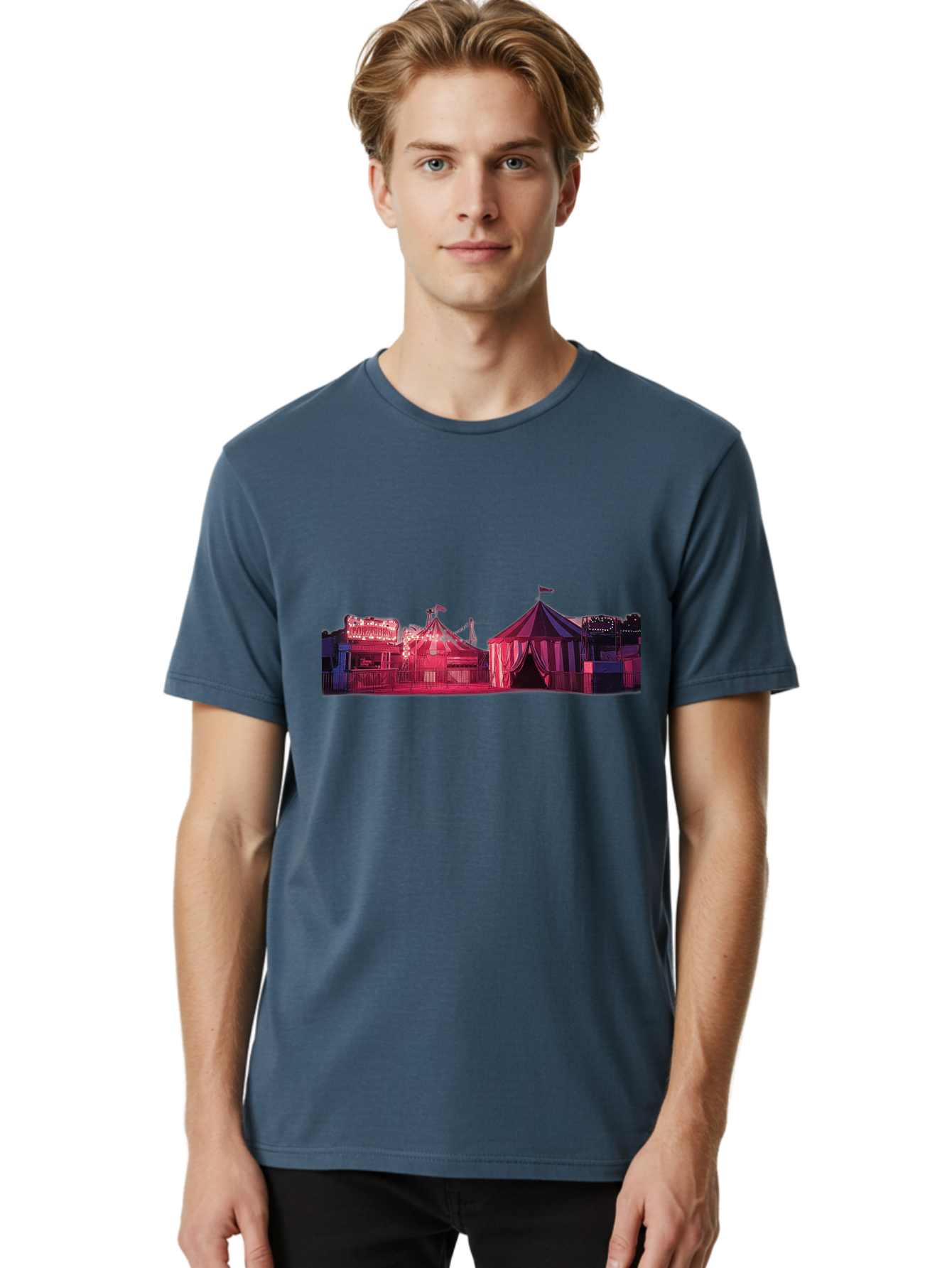 Carnival-Scene-2 Men'S Graphic Tee, 100% Cotton, Comfortable Casual Summer Wear, Machine Washable, Vintage Camera, Old Camera, Antique Camera, Black Camera, Classic Photography, Photography Equipment, Nostalgic Device, Film Camera, Camera Art Baj381