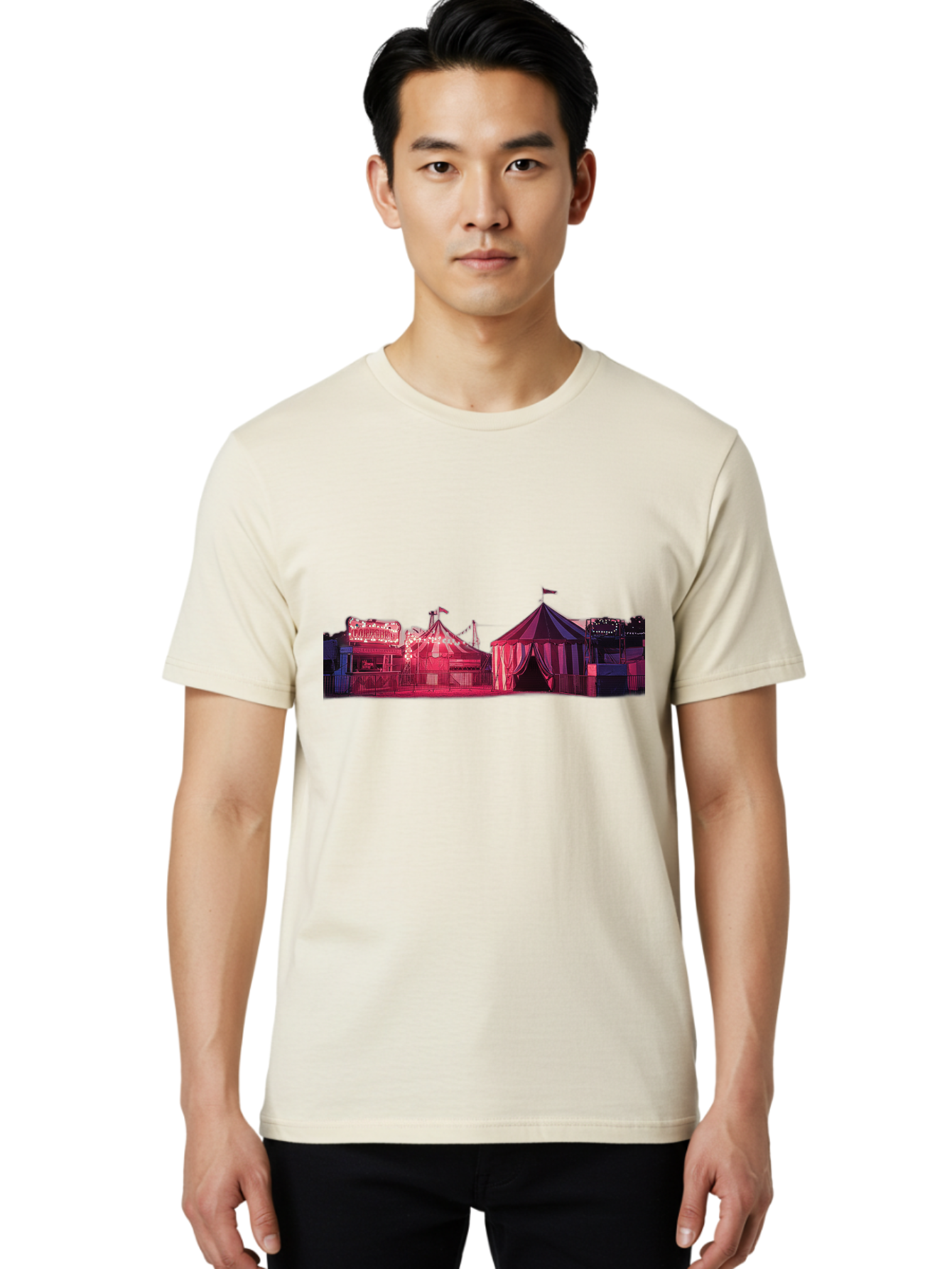 Carnival-Scene-2 Men'S Graphic Tee, 100% Cotton, Comfortable Casual Summer Wear, Machine Washable, Vintage Camera, Old Camera, Antique Camera, Black Camera, Classic Photography, Photography Equipment, Nostalgic Device, Film Camera, Camera Art Baj381