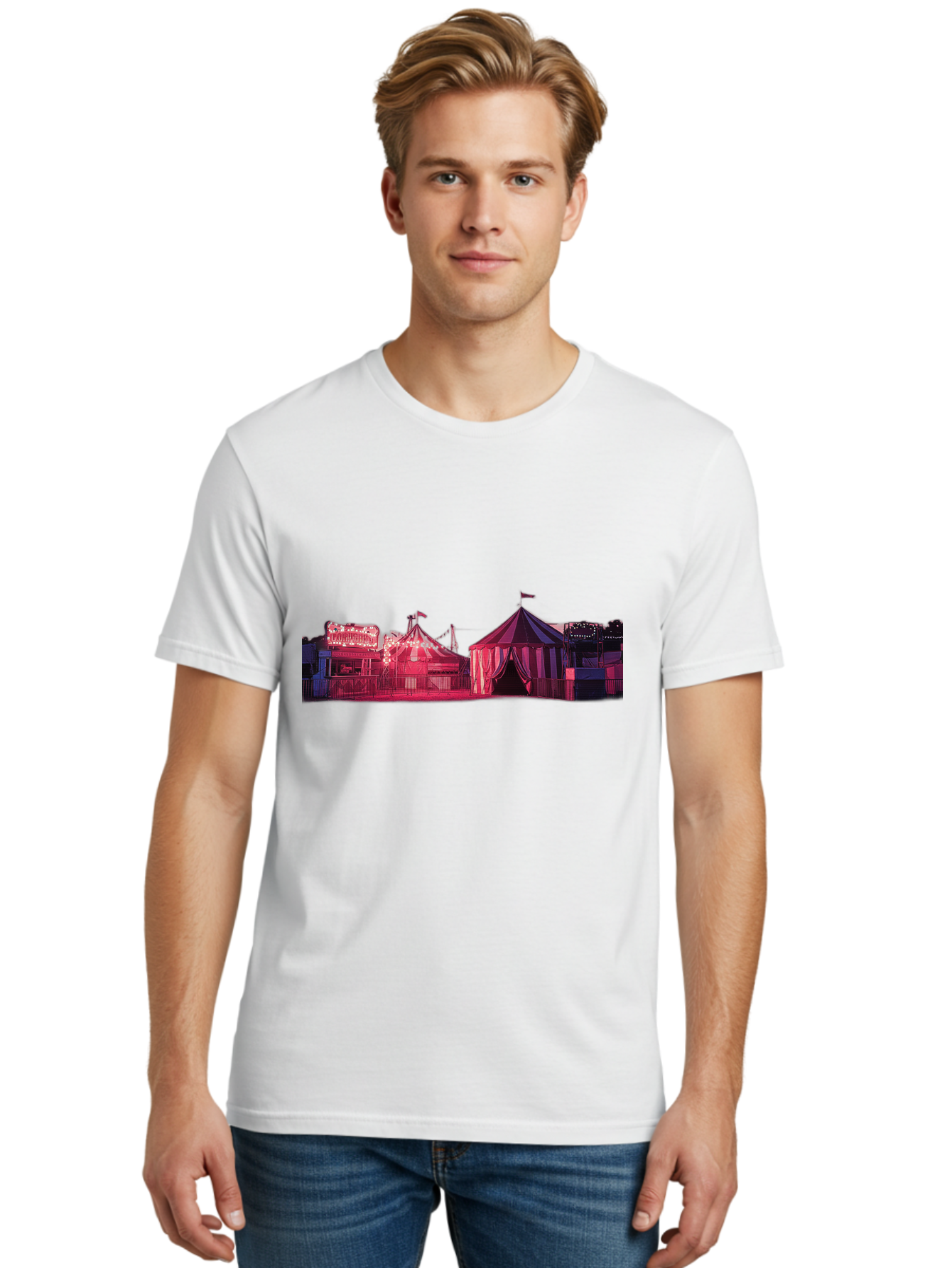 Carnival-Scene-2 Men'S Graphic Tee, 100% Cotton, Comfortable Casual Summer Wear, Machine Washable, Vintage Camera, Old Camera, Antique Camera, Black Camera, Classic Photography, Photography Equipment, Nostalgic Device, Film Camera, Camera Art Baj381