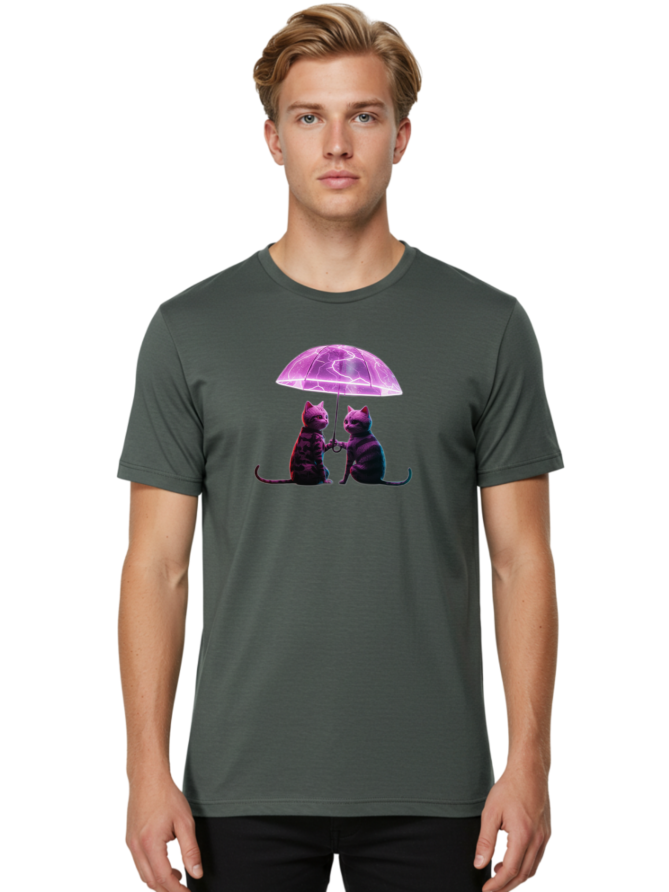 Cats-Under-Electric-Umbrella Men'S Graphic Tee, 100% Cotton, Comfortable Casual Summer Wear, Machine Washable, Vintage Camera, Old Camera, Antique Camera, Black Camera, Classic Photography, Photography Equipment, Nostalgic Device, Film Camera, Baj388