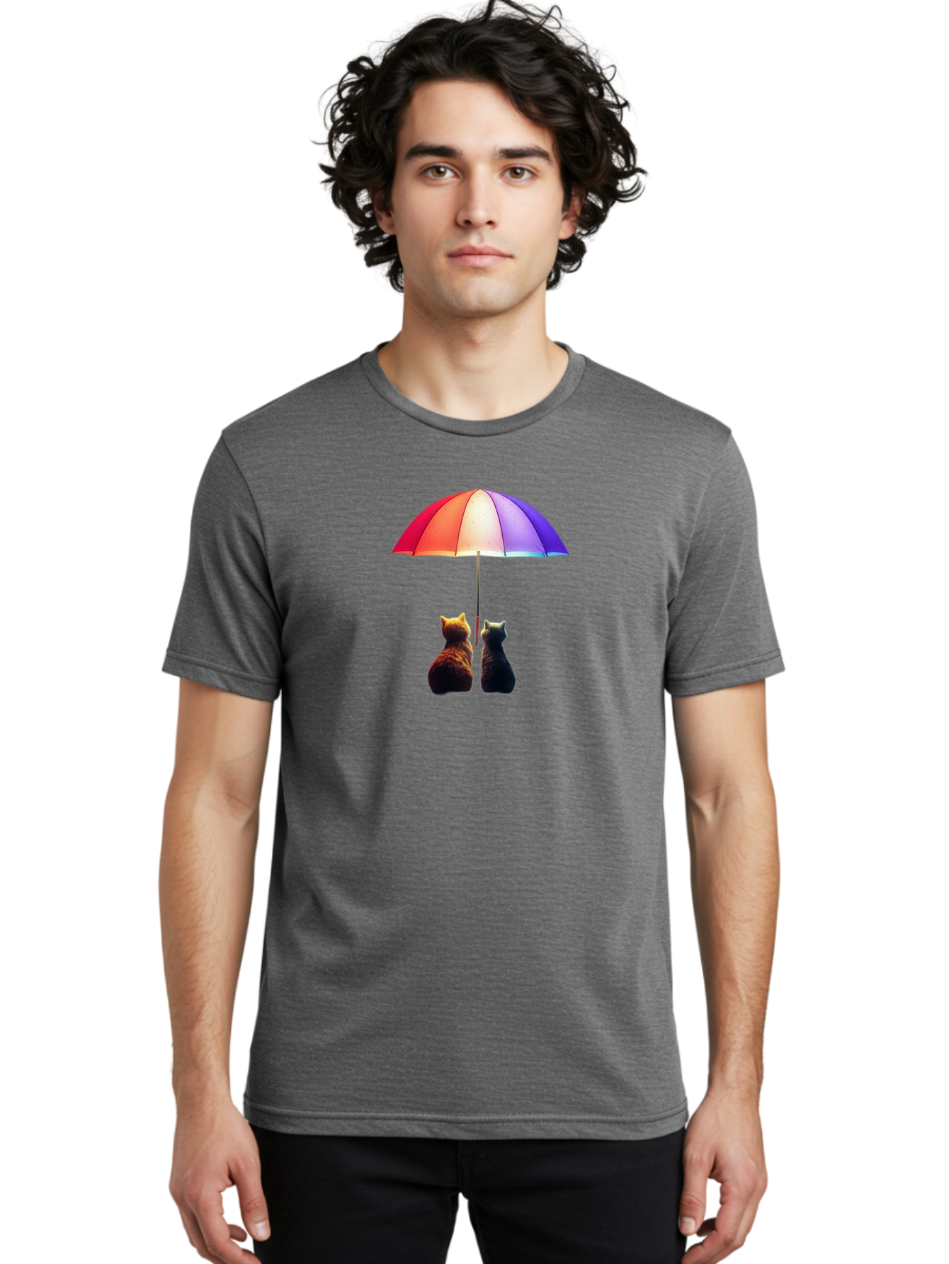 Cats-Under-Umbrella-1 Men'S Graphic Tee, 100% Cotton, Comfortable Casual Summer Wear, Machine Washable, Vintage Camera, Old Camera, Antique Camera, Black Camera, Classic Photography, Photography Equipment, Nostalgic Device, Film Camera, Baj390