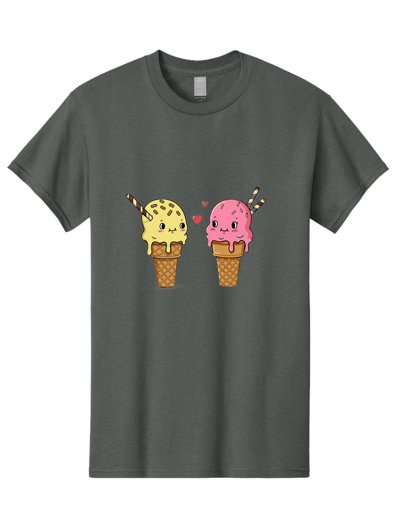 Couple-Ice-Cream Men'S Graphic Tee, 100% Cotton, Comfortable Casual Summer Wear, Machine Washable, Vintage Camera, Old Camera, Antique Camera, Black Camera, Classic Photography, Photography Equipment, Nostalgic Device, Film Camera, Camera Art Baj417