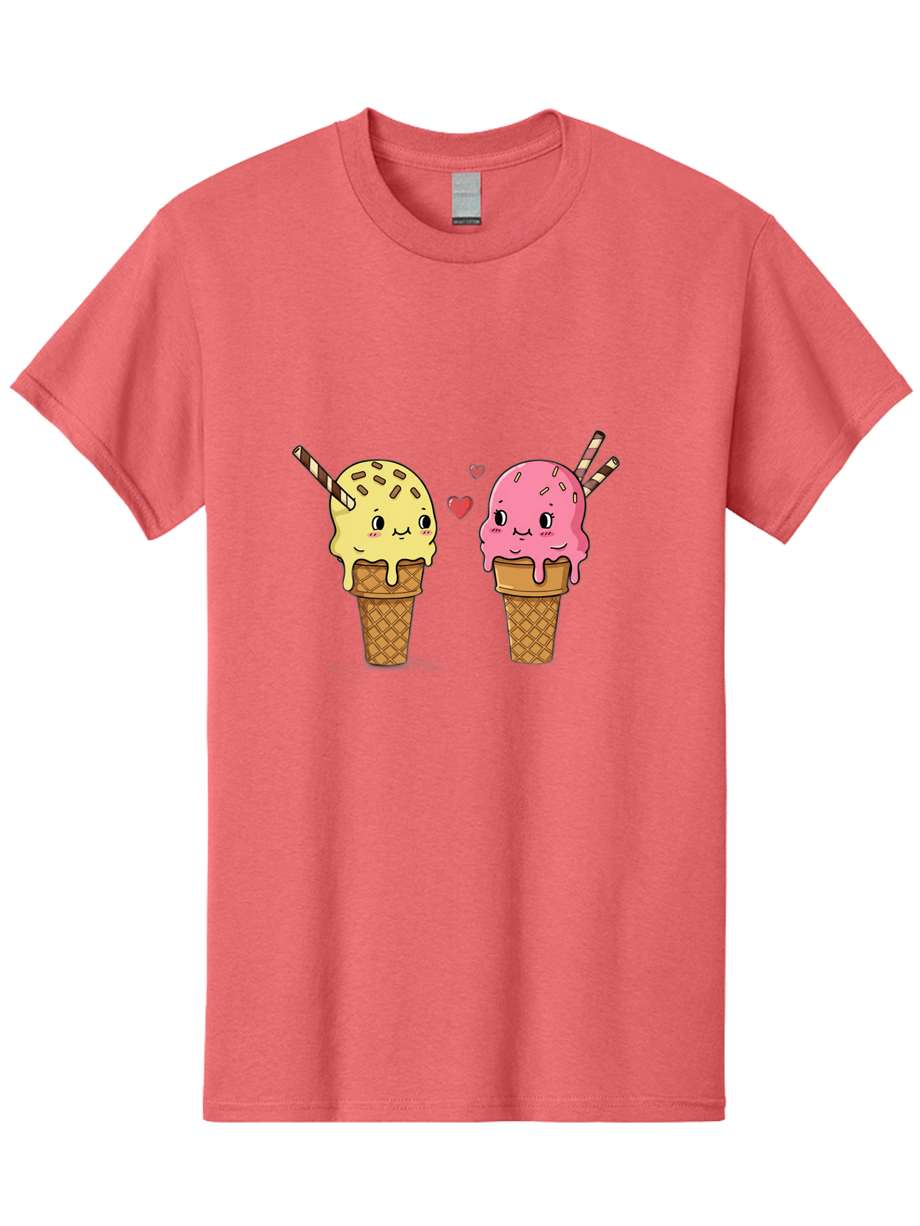 Couple-Ice-Cream Men'S Graphic Tee, 100% Cotton, Comfortable Casual Summer Wear, Machine Washable, Vintage Camera, Old Camera, Antique Camera, Black Camera, Classic Photography, Photography Equipment, Nostalgic Device, Film Camera, Camera Art Baj417