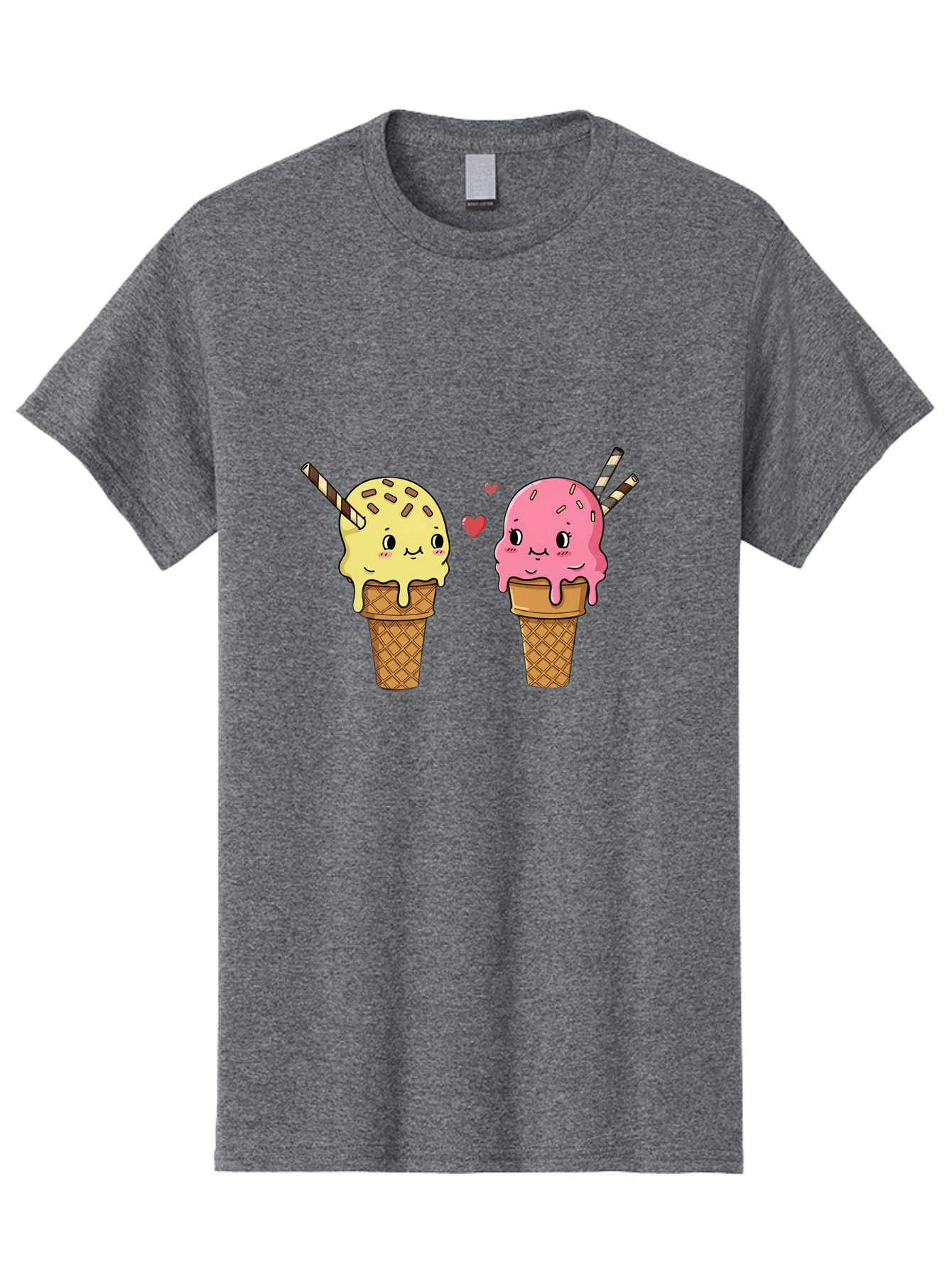 Couple-Ice-Cream Men'S Graphic Tee, 100% Cotton, Comfortable Casual Summer Wear, Machine Washable, Vintage Camera, Old Camera, Antique Camera, Black Camera, Classic Photography, Photography Equipment, Nostalgic Device, Film Camera, Camera Art Baj417