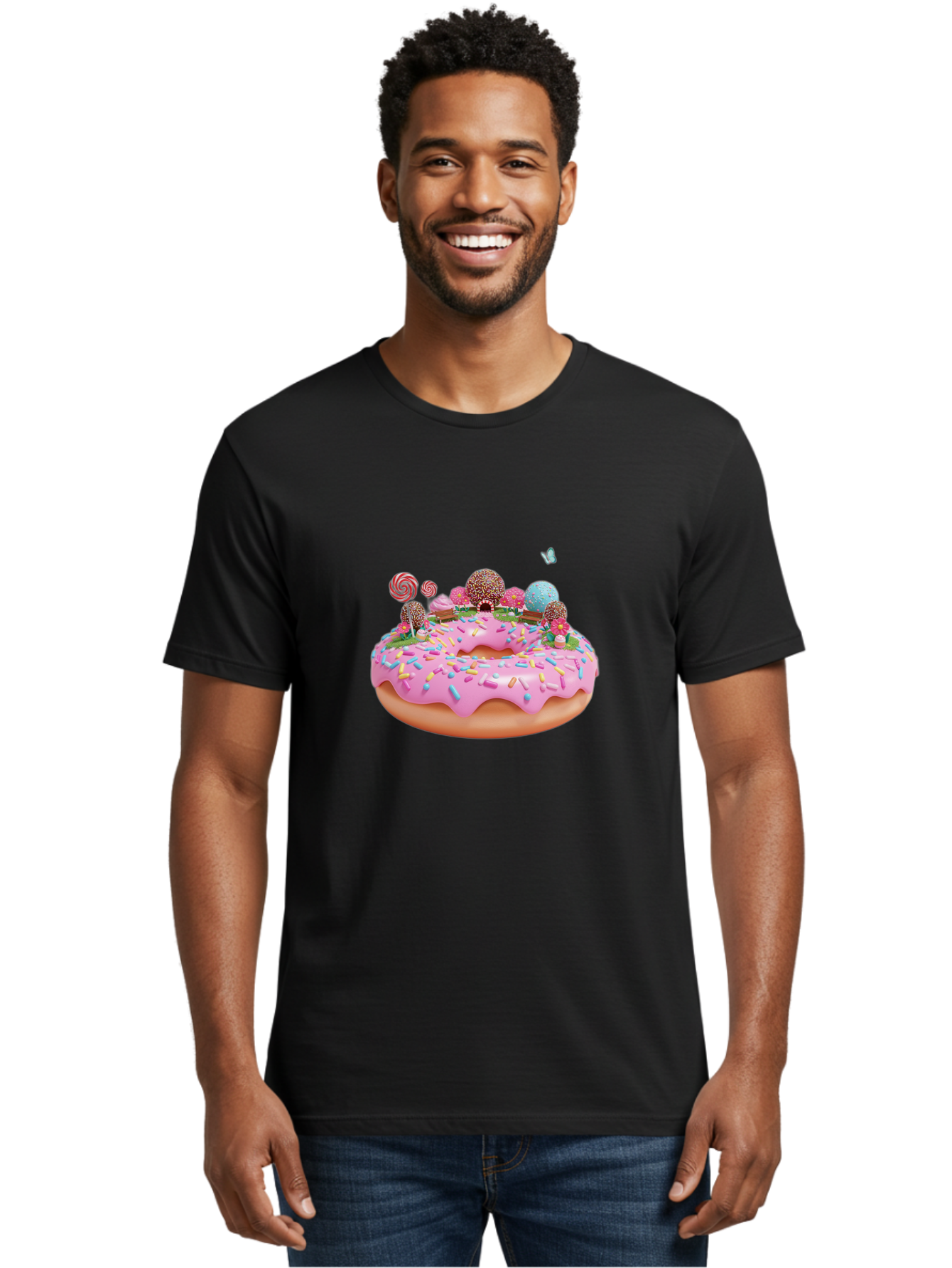 Donut-With-Sprinkles-And-Lollipops Men'S Graphic Tee, 100% Cotton, Comfortable Casual Summer Wear, Machine Washable, Vintage Camera, Old Camera, Antique Camera, Black Camera, Classic Photography, Photography Equipment, Nostalgic Device, Baj436