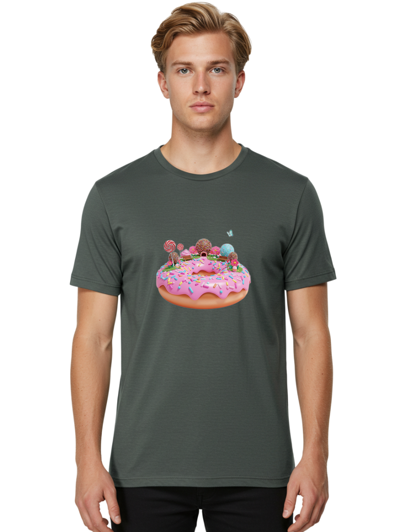 Donut-With-Sprinkles-And-Lollipops Men'S Graphic Tee, 100% Cotton, Comfortable Casual Summer Wear, Machine Washable, Vintage Camera, Old Camera, Antique Camera, Black Camera, Classic Photography, Photography Equipment, Nostalgic Device, Baj436