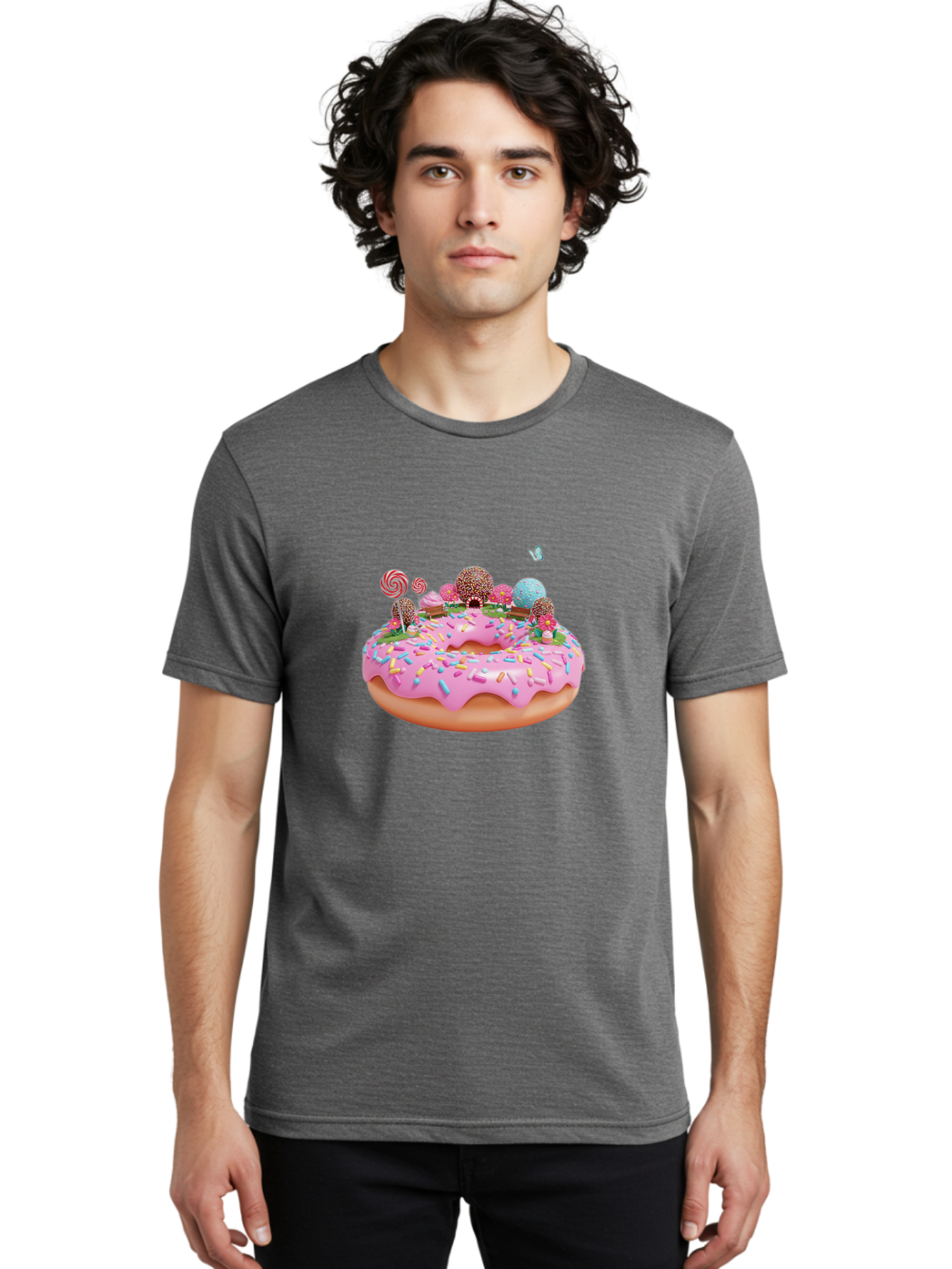 Donut-With-Sprinkles-And-Lollipops Men'S Graphic Tee, 100% Cotton, Comfortable Casual Summer Wear, Machine Washable, Vintage Camera, Old Camera, Antique Camera, Black Camera, Classic Photography, Photography Equipment, Nostalgic Device, Baj436