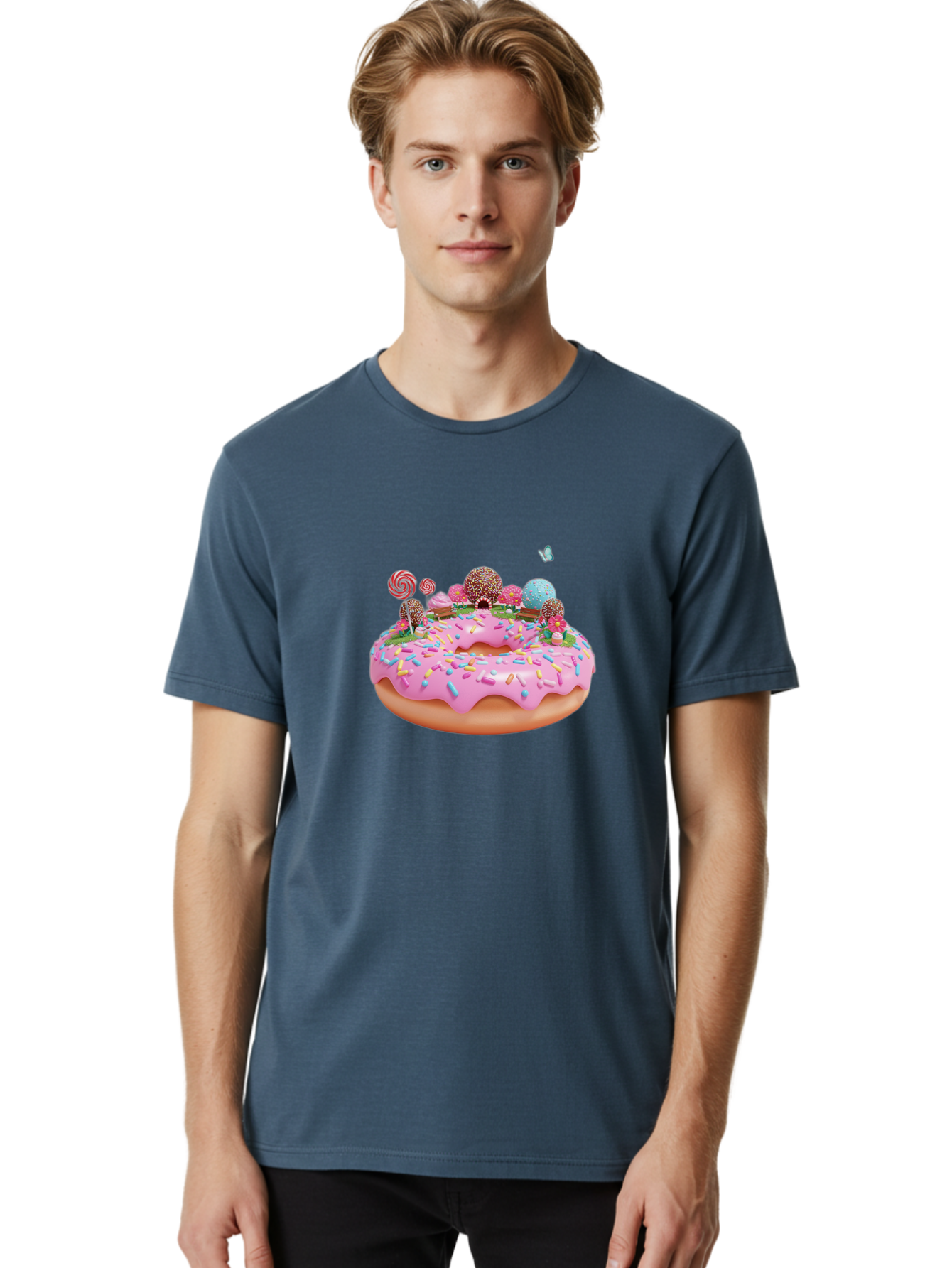 Donut-With-Sprinkles-And-Lollipops Men'S Graphic Tee, 100% Cotton, Comfortable Casual Summer Wear, Machine Washable, Vintage Camera, Old Camera, Antique Camera, Black Camera, Classic Photography, Photography Equipment, Nostalgic Device, Baj436