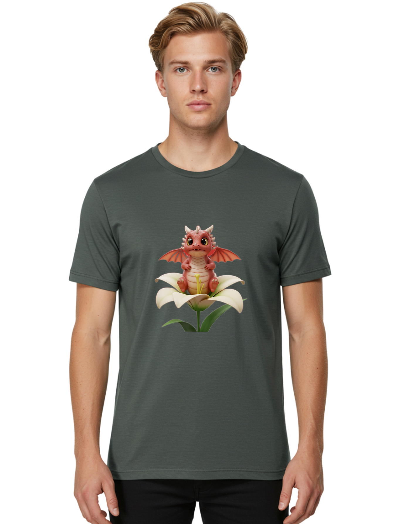 Dragon-On-Flower-1 Men'S Graphic Tee, 100% Cotton, Comfortable Casual Summer Wear, Machine Washable, Vintage Camera, Old Camera, Antique Camera, Black Camera, Classic Photography, Photography Equipment, Nostalgic Device, Film Camera, Baj453