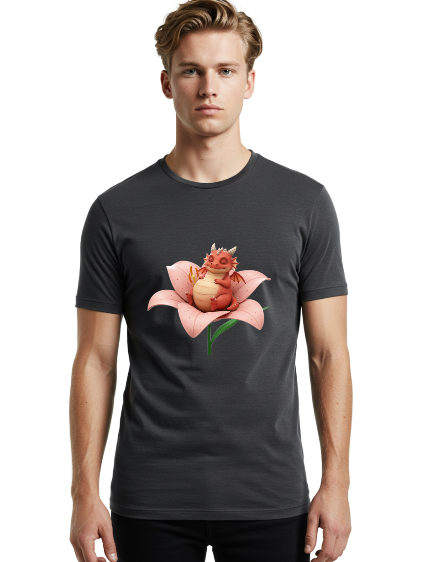 Dragon-On-Flower-2 Men'S Graphic Tee, 100% Cotton, Comfortable Casual Summer Wear, Machine Washable, Vintage Camera, Old Camera, Antique Camera, Black Camera, Classic Photography, Photography Equipment, Nostalgic Device, Film Camera, Baj454