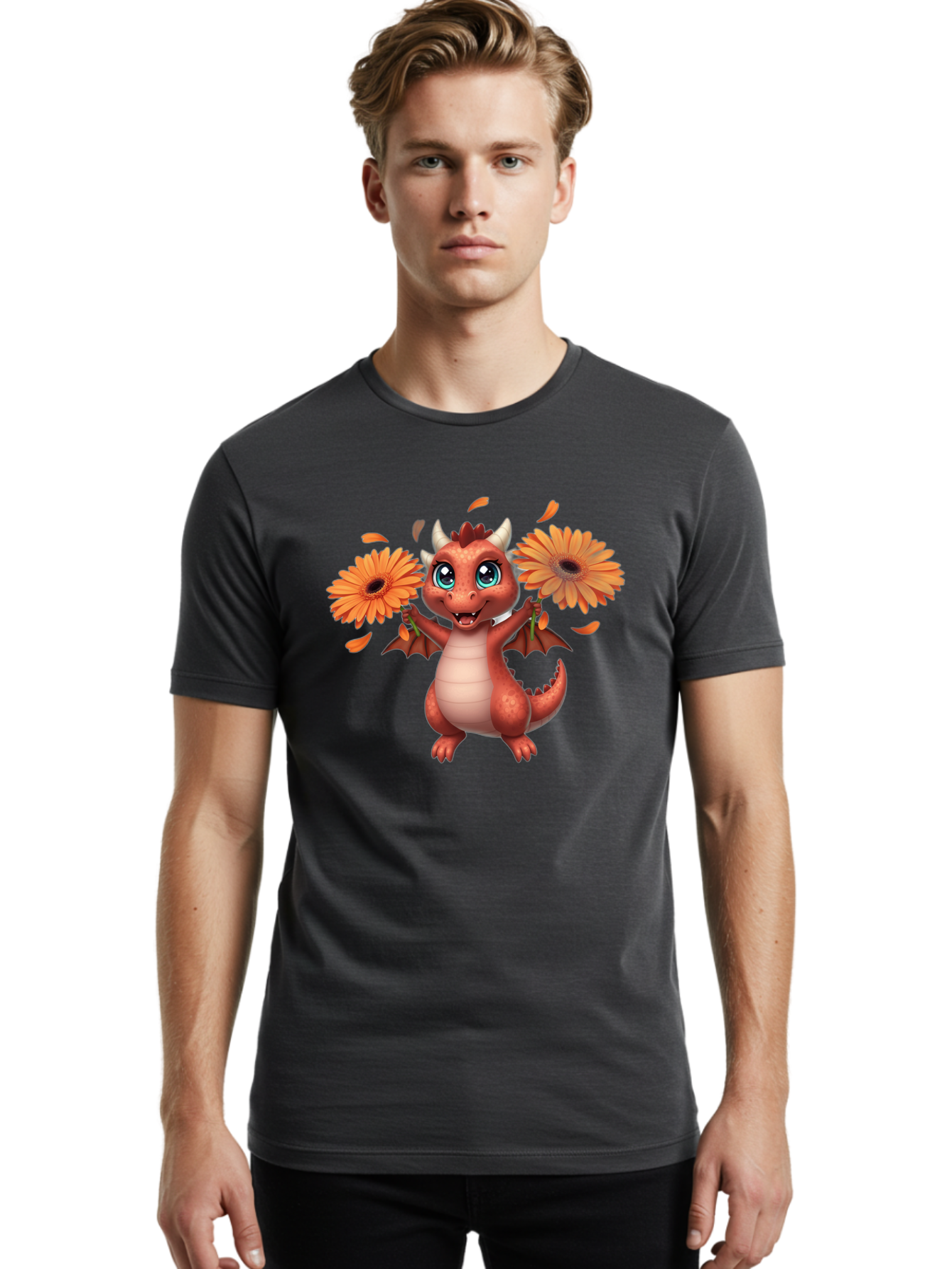 Dragon-With-Flowers Men'S Graphic Tee, 100% Cotton, Comfortable Casual Summer Wear, Machine Washable, Vintage Camera, Old Camera, Antique Camera, Black Camera, Classic Photography, Photography Equipment, Nostalgic Device, Film Camera, Baj458