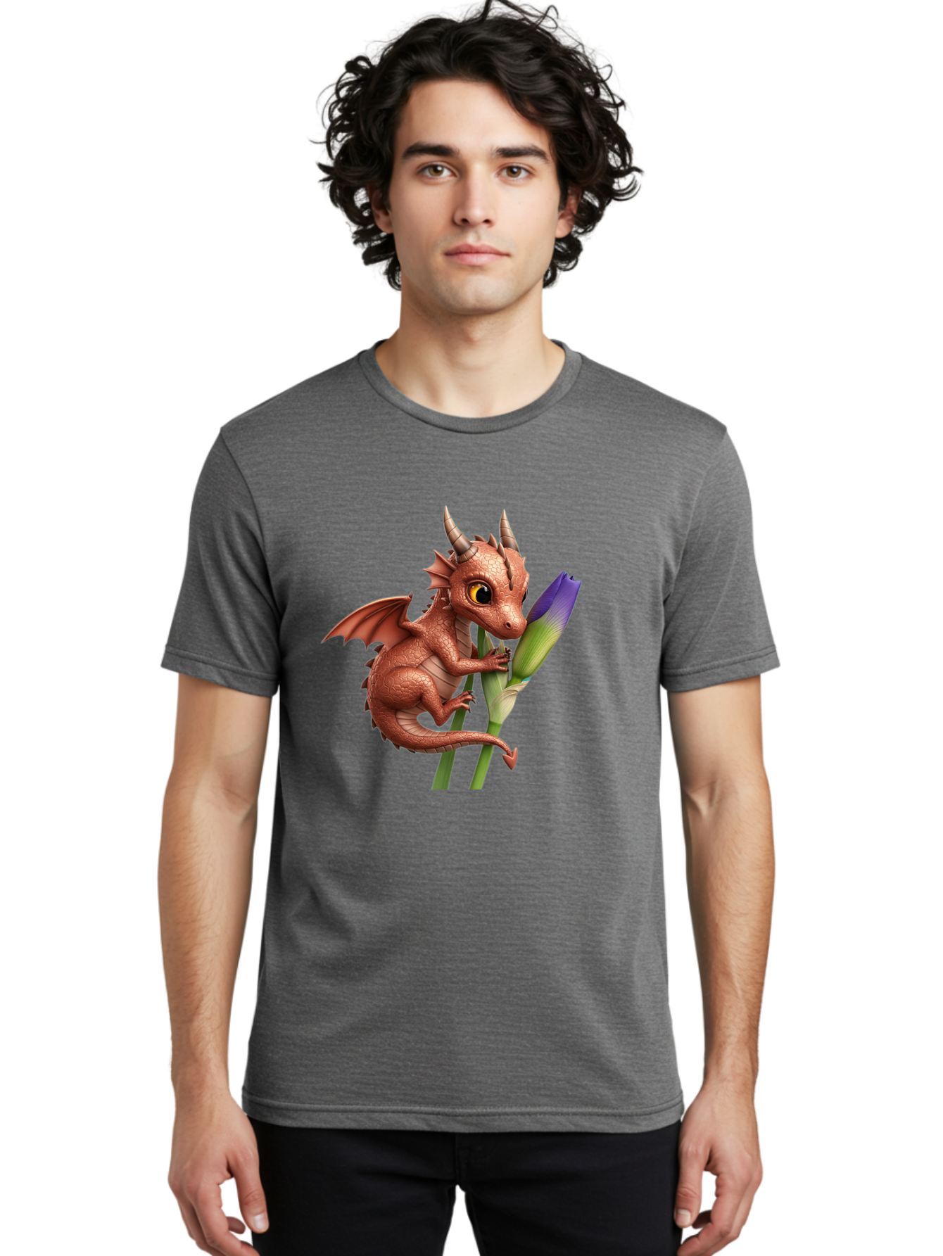 Dragon-With-Purple-Flower Men'S Graphic Tee, 100% Cotton, Comfortable Casual Summer Wear, Machine Washable, Vintage Camera, Old Camera, Antique Camera, Black Camera, Classic Photography, Photography Equipment, Nostalgic Device, Film Camera, Baj459