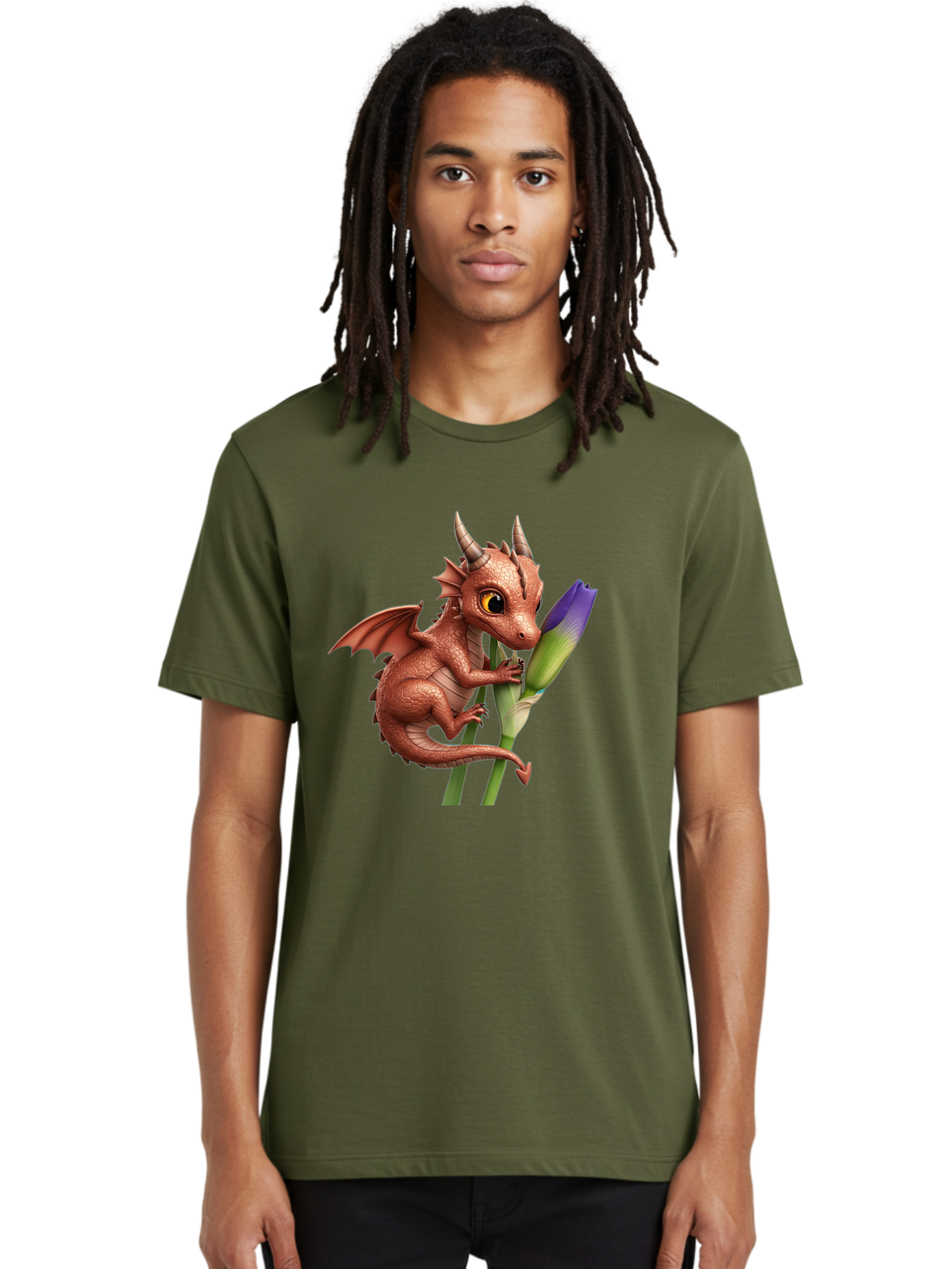 Dragon-With-Purple-Flower Men'S Graphic Tee, 100% Cotton, Comfortable Casual Summer Wear, Machine Washable, Vintage Camera, Old Camera, Antique Camera, Black Camera, Classic Photography, Photography Equipment, Nostalgic Device, Film Camera, Baj459