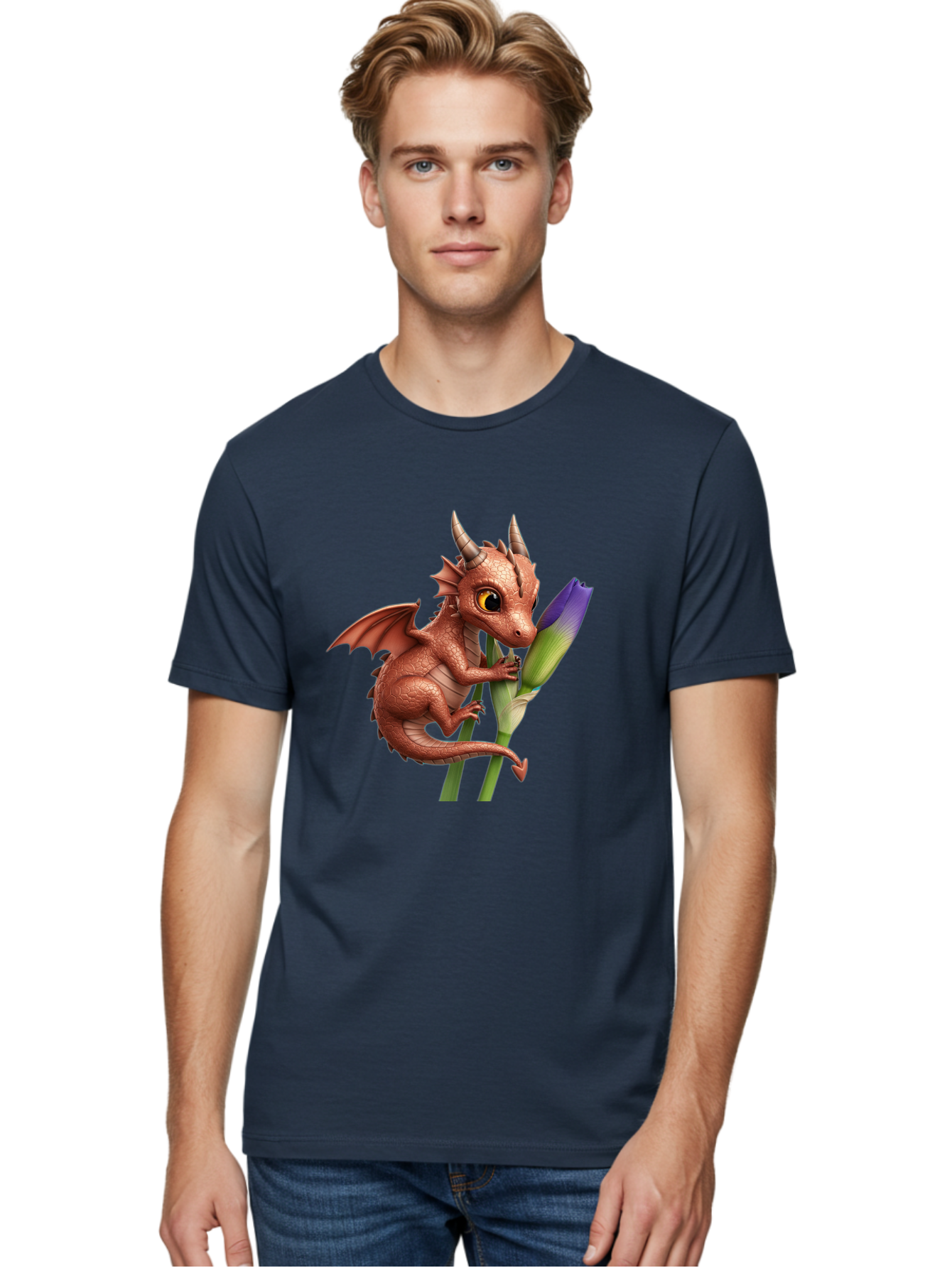 Dragon-With-Purple-Flower Men'S Graphic Tee, 100% Cotton, Comfortable Casual Summer Wear, Machine Washable, Vintage Camera, Old Camera, Antique Camera, Black Camera, Classic Photography, Photography Equipment, Nostalgic Device, Film Camera, Baj459