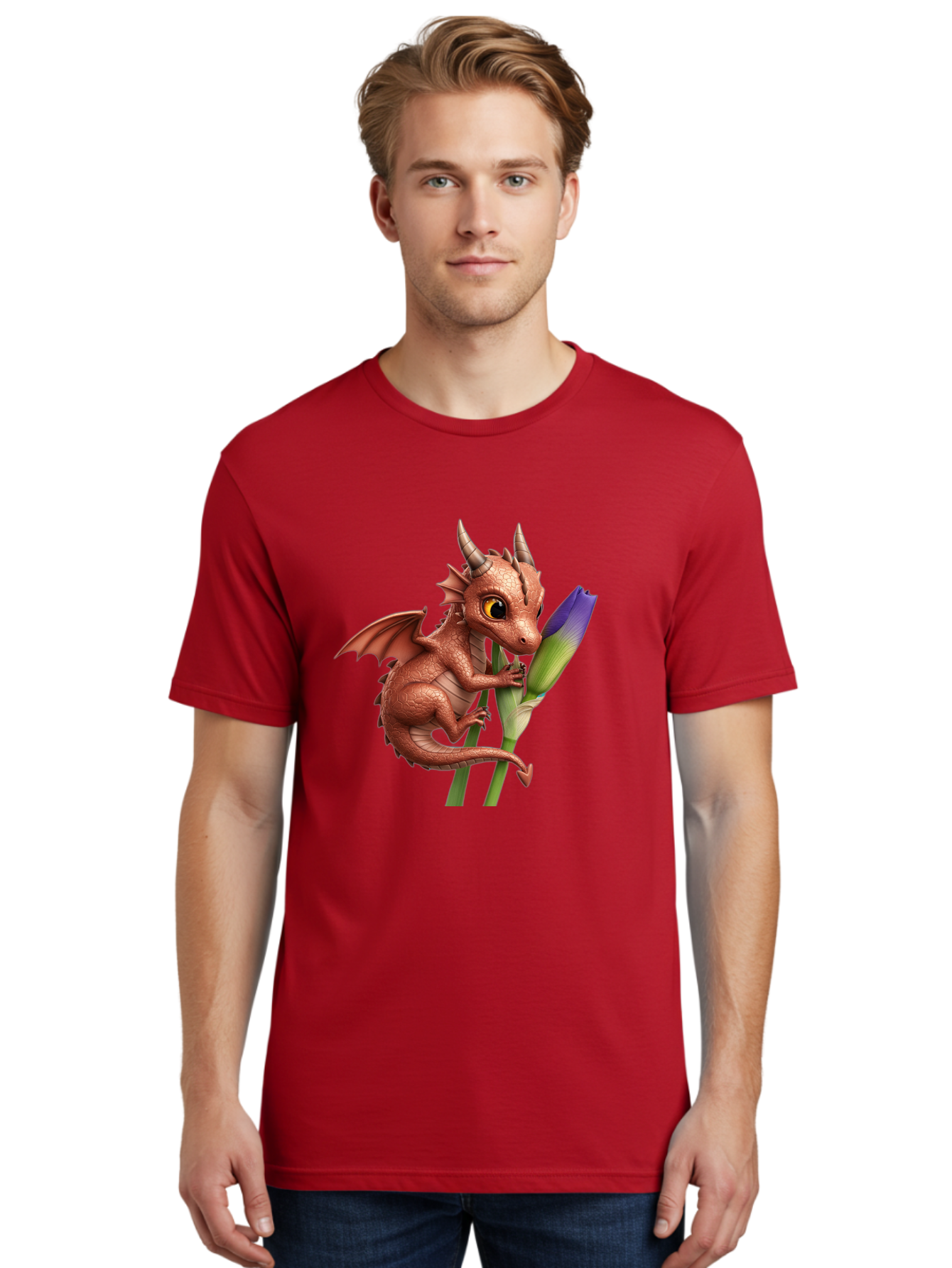 Dragon-With-Purple-Flower Men'S Graphic Tee, 100% Cotton, Comfortable Casual Summer Wear, Machine Washable, Vintage Camera, Old Camera, Antique Camera, Black Camera, Classic Photography, Photography Equipment, Nostalgic Device, Film Camera, Baj459