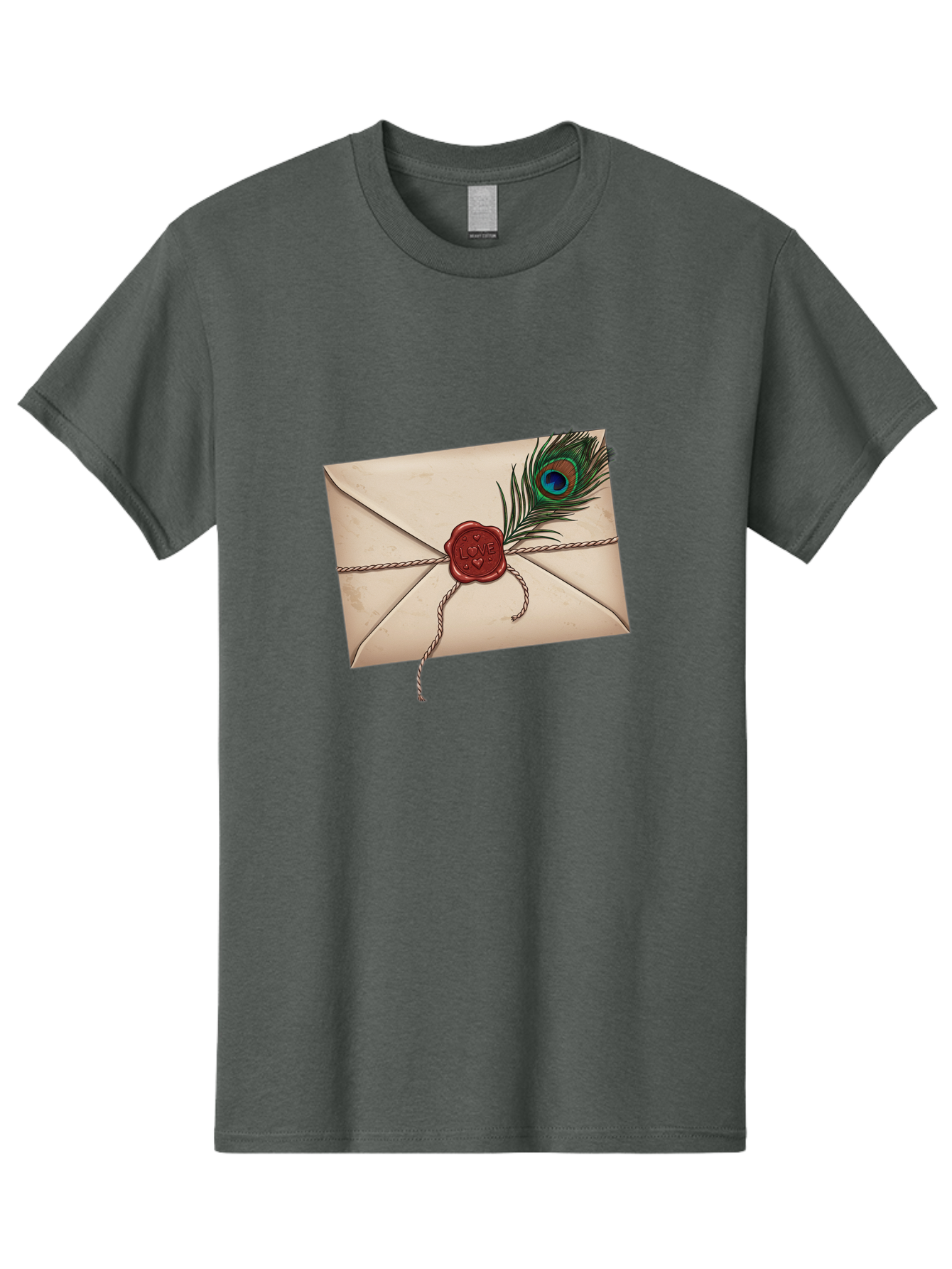Envelope-With-Peacock-Feather-1 Men'S Graphic Tee, 100% Cotton, Comfortable Casual Summer Wear, Machine Washable, Vintage Camera, Old Camera, Antique Camera, Black Camera, Classic Photography, Photography Equipment, Nostalgic Device, Baj463