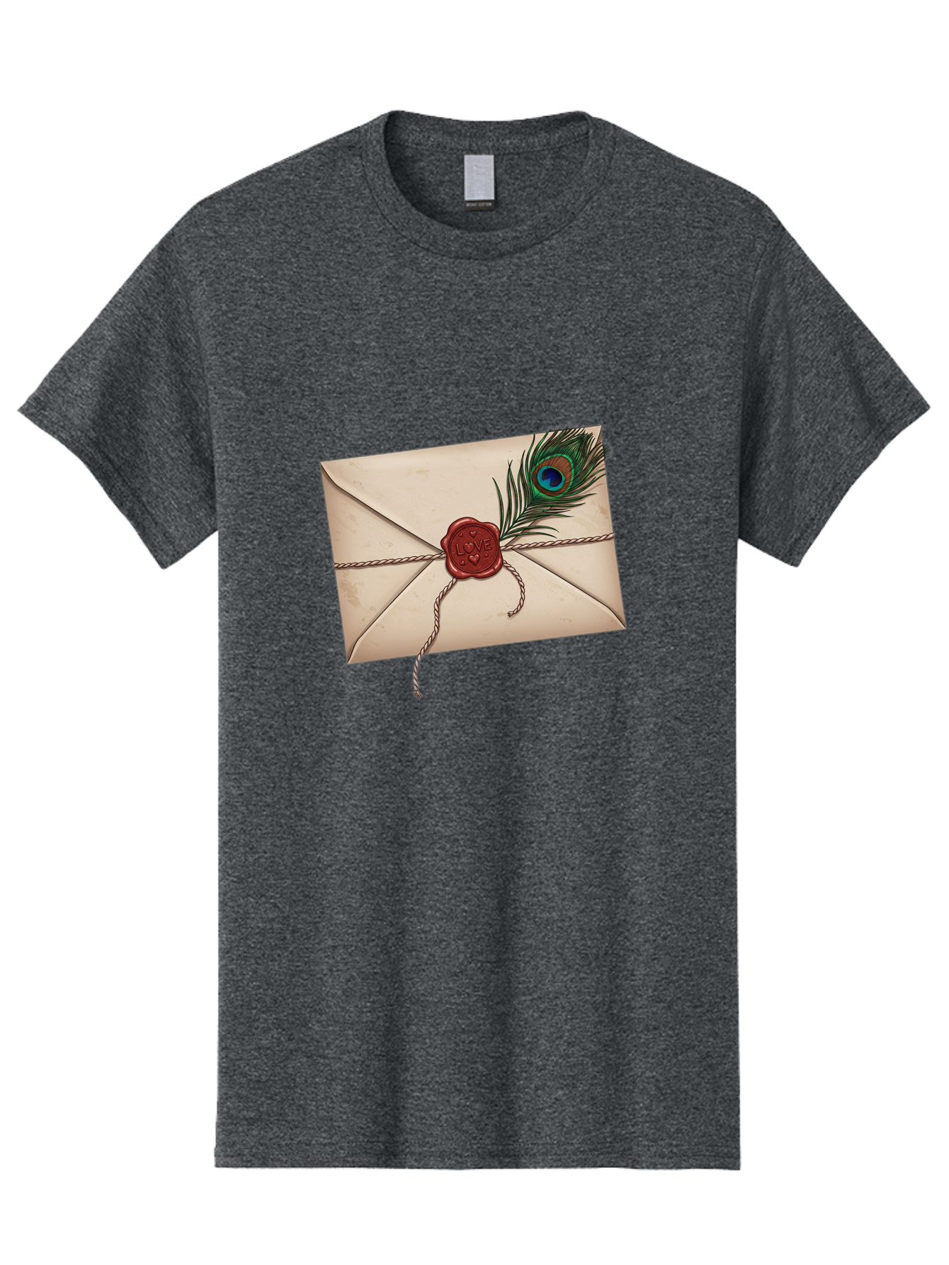 Envelope-With-Peacock-Feather-1 Men'S Graphic Tee, 100% Cotton, Comfortable Casual Summer Wear, Machine Washable, Vintage Camera, Old Camera, Antique Camera, Black Camera, Classic Photography, Photography Equipment, Nostalgic Device, Baj463