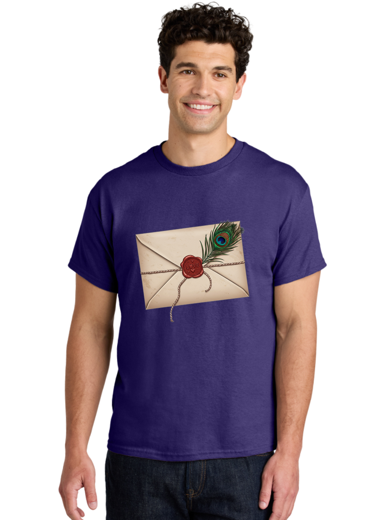 Envelope-With-Peacock-Feather-1 Men'S Graphic Tee, 100% Cotton, Comfortable Casual Summer Wear, Machine Washable, Vintage Camera, Old Camera, Antique Camera, Black Camera, Classic Photography, Photography Equipment, Nostalgic Device, Baj463