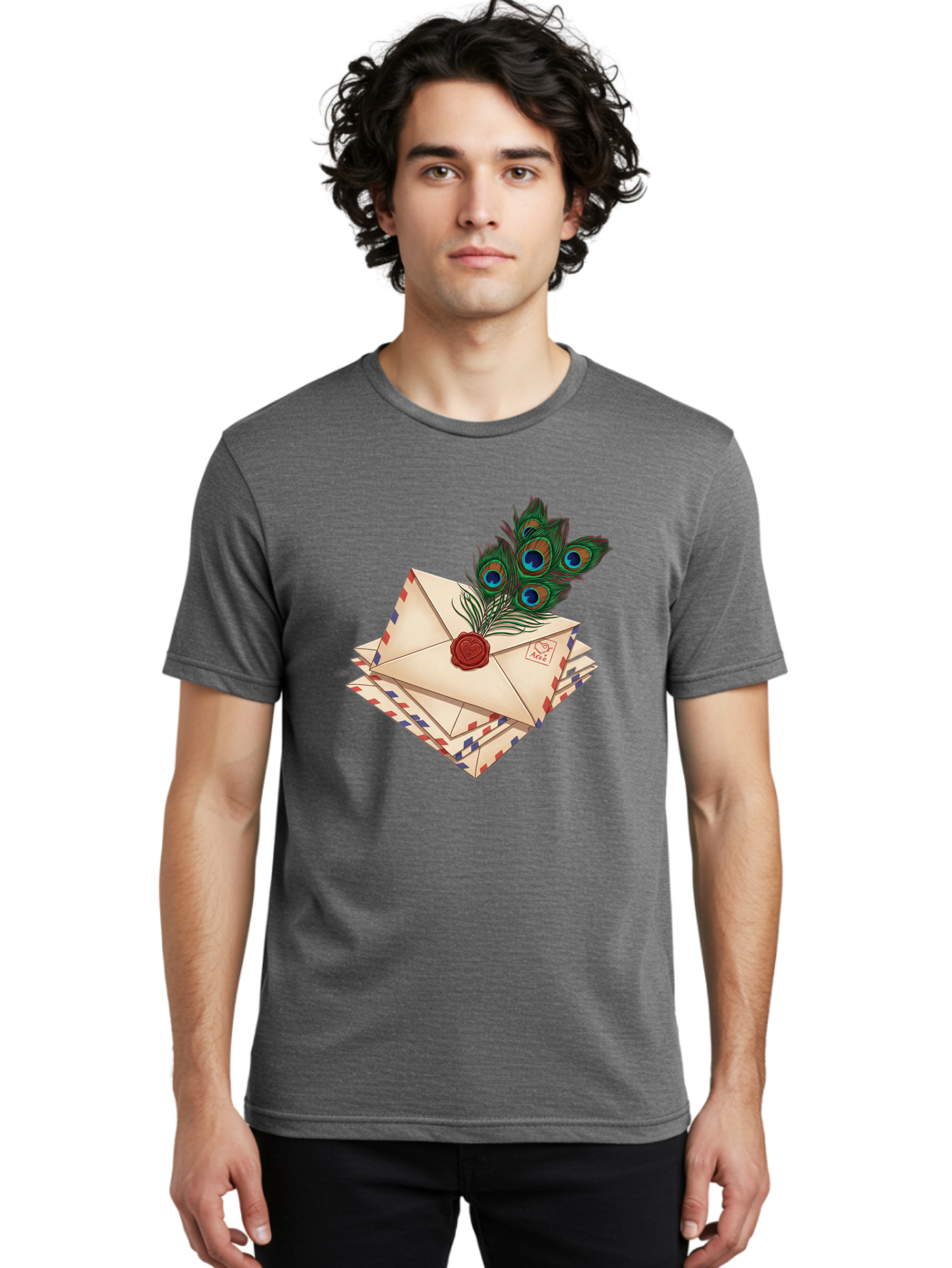 Envelope-With-Peacock-Feather Men'S Graphic Tee, 100% Cotton, Comfortable Casual Summer Wear, Machine Washable, Vintage Camera, Old Camera, Antique Camera, Black Camera, Classic Photography, Photography Equipment, Nostalgic Device, Baj464