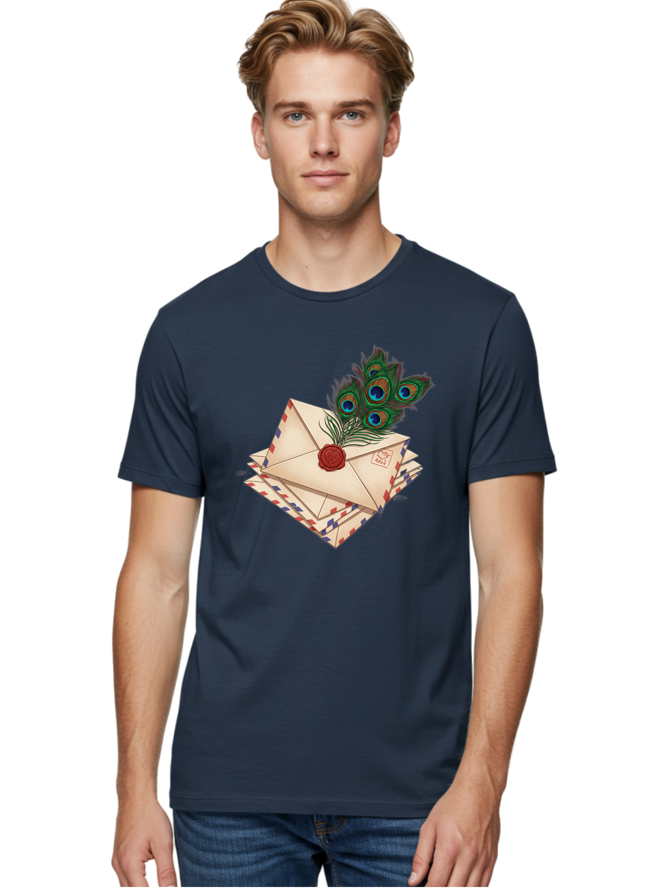 Envelope-With-Peacock-Feather Men'S Graphic Tee, 100% Cotton, Comfortable Casual Summer Wear, Machine Washable, Vintage Camera, Old Camera, Antique Camera, Black Camera, Classic Photography, Photography Equipment, Nostalgic Device, Baj464