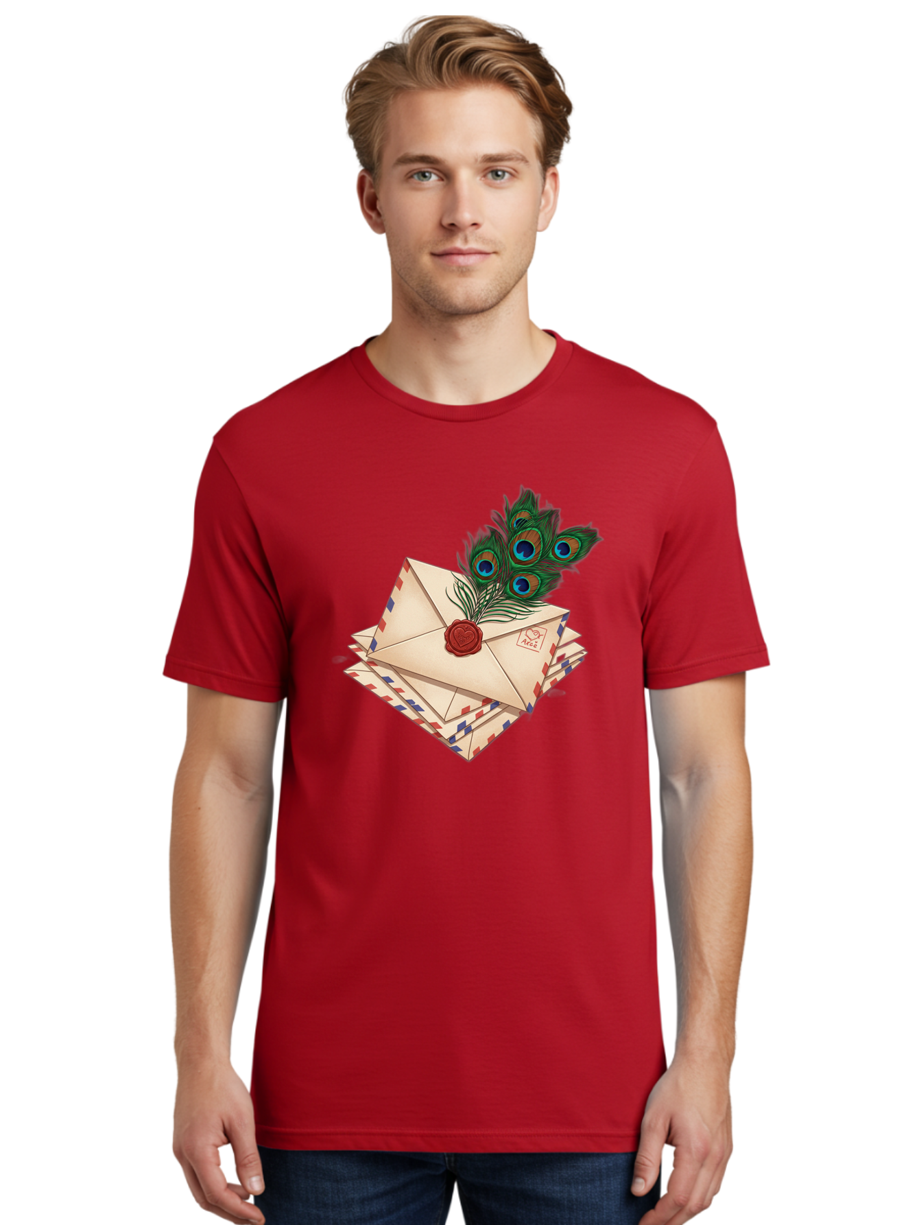 Envelope-With-Peacock-Feather Men'S Graphic Tee, 100% Cotton, Comfortable Casual Summer Wear, Machine Washable, Vintage Camera, Old Camera, Antique Camera, Black Camera, Classic Photography, Photography Equipment, Nostalgic Device, Baj464