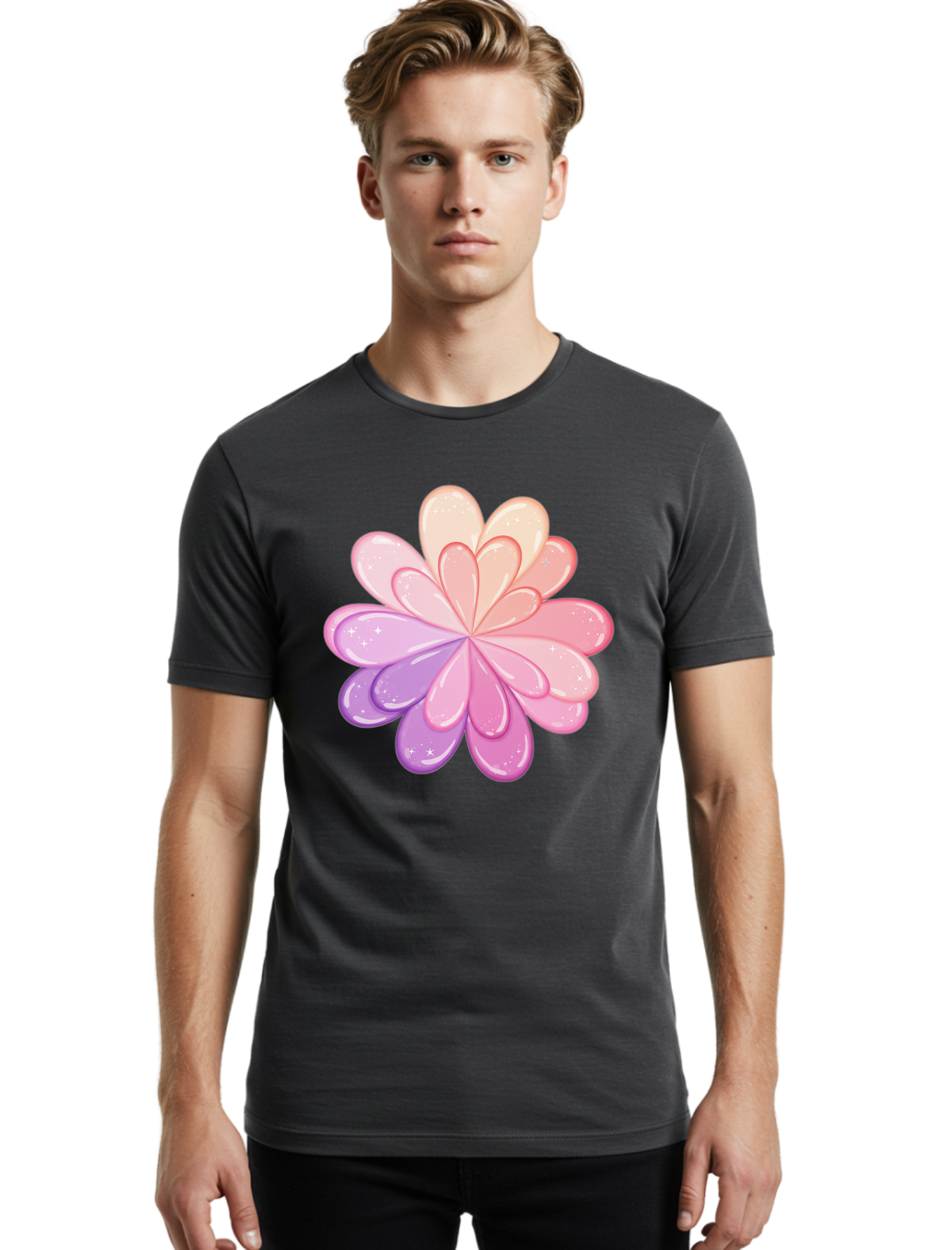 Flower-1 Men'S Graphic Tee, 100% Cotton, Comfortable Casual Summer Wear, Machine Washable, Vintage Camera, Old Camera, Antique Camera, Black Camera, Classic Photography, Photography Equipment, Nostalgic Device, Film Camera, Camera Art Baj467