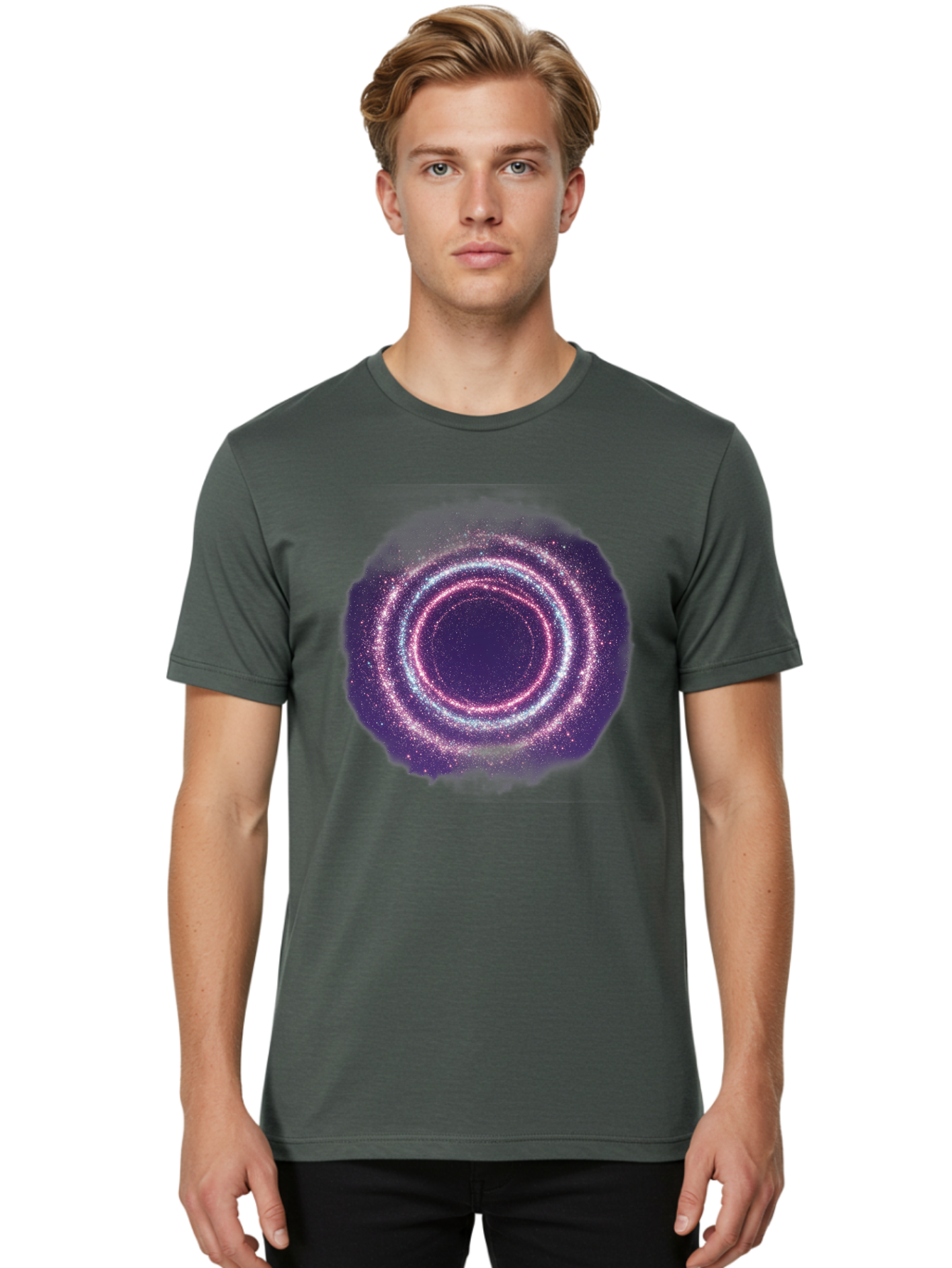 Galaxy-Circle Men'S Graphic Tee, 100% Cotton, Comfortable Casual Summer Wear, Machine Washable, Vintage Camera, Old Camera, Antique Camera, Black Camera, Classic Photography, Photography Equipment, Nostalgic Device, Film Camera, Camera Art Baj475