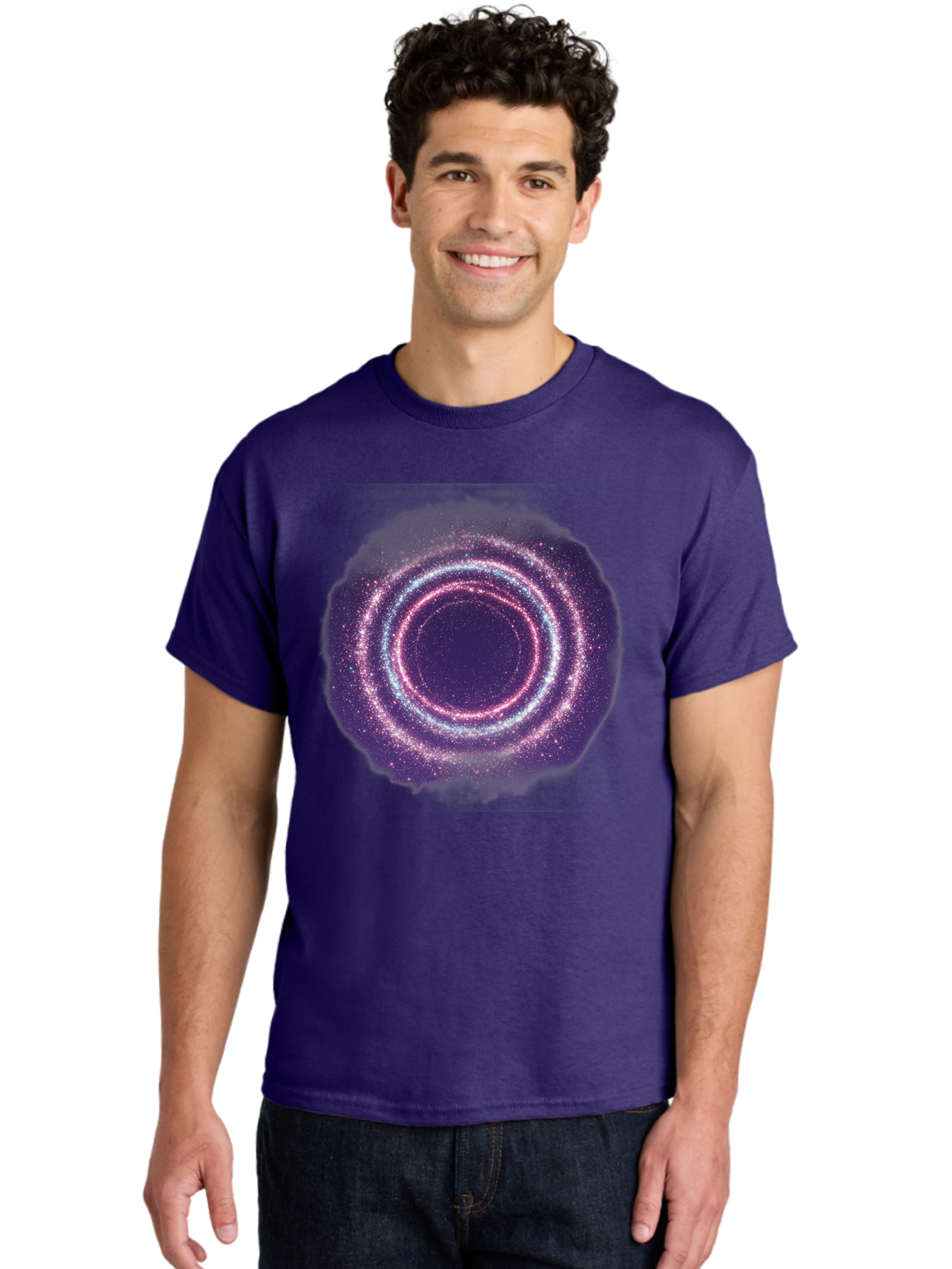 Galaxy-Circle Men'S Graphic Tee, 100% Cotton, Comfortable Casual Summer Wear, Machine Washable, Vintage Camera, Old Camera, Antique Camera, Black Camera, Classic Photography, Photography Equipment, Nostalgic Device, Film Camera, Camera Art Baj475