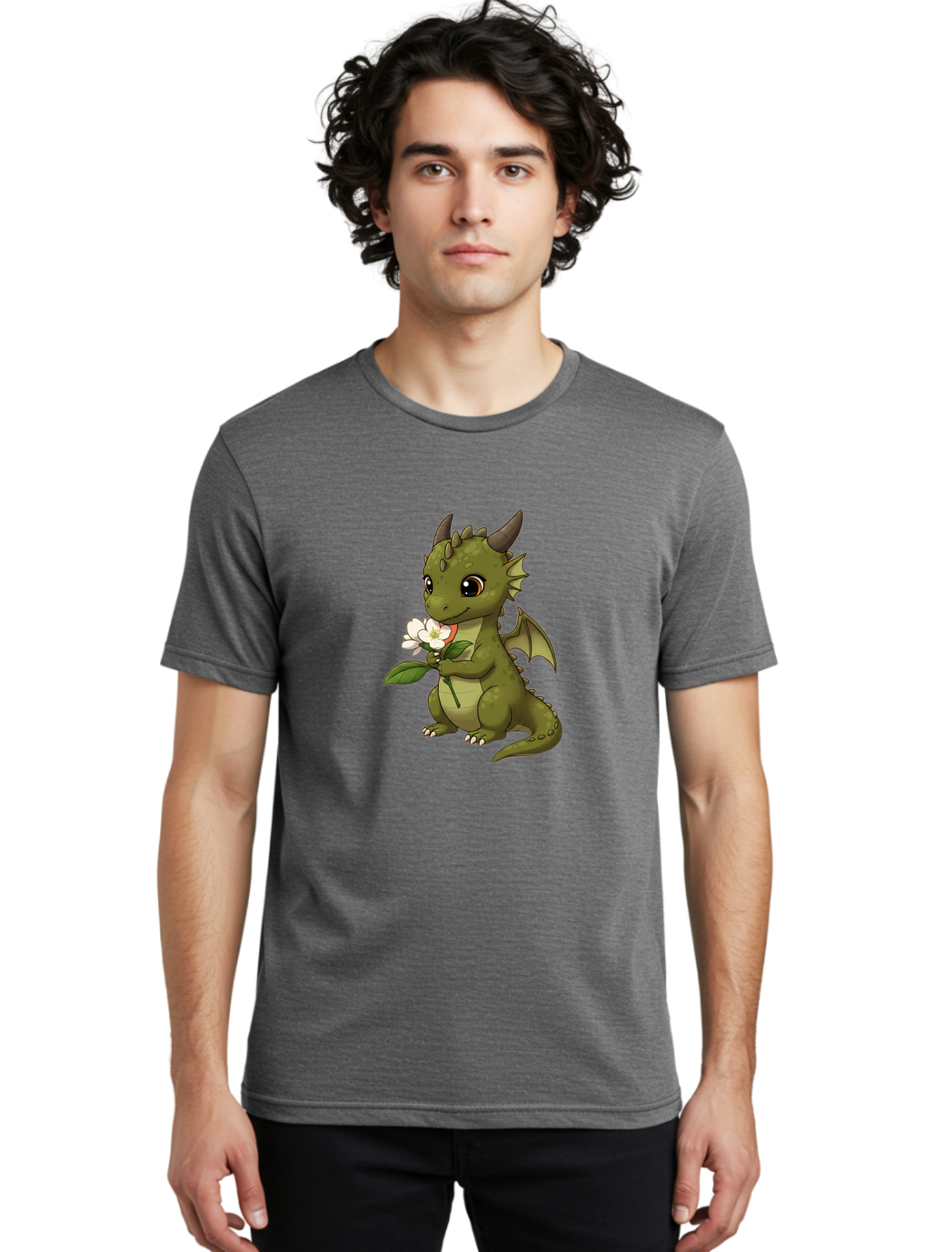 Green-Dragon-With-Flower Men'S Graphic Tee, 100% Cotton, Comfortable Casual Summer Wear, Machine Washable, Vintage Camera, Old Camera, Antique Camera, Black Camera, Classic Photography, Photography Equipment, Nostalgic Device, Film Camera, Baj486
