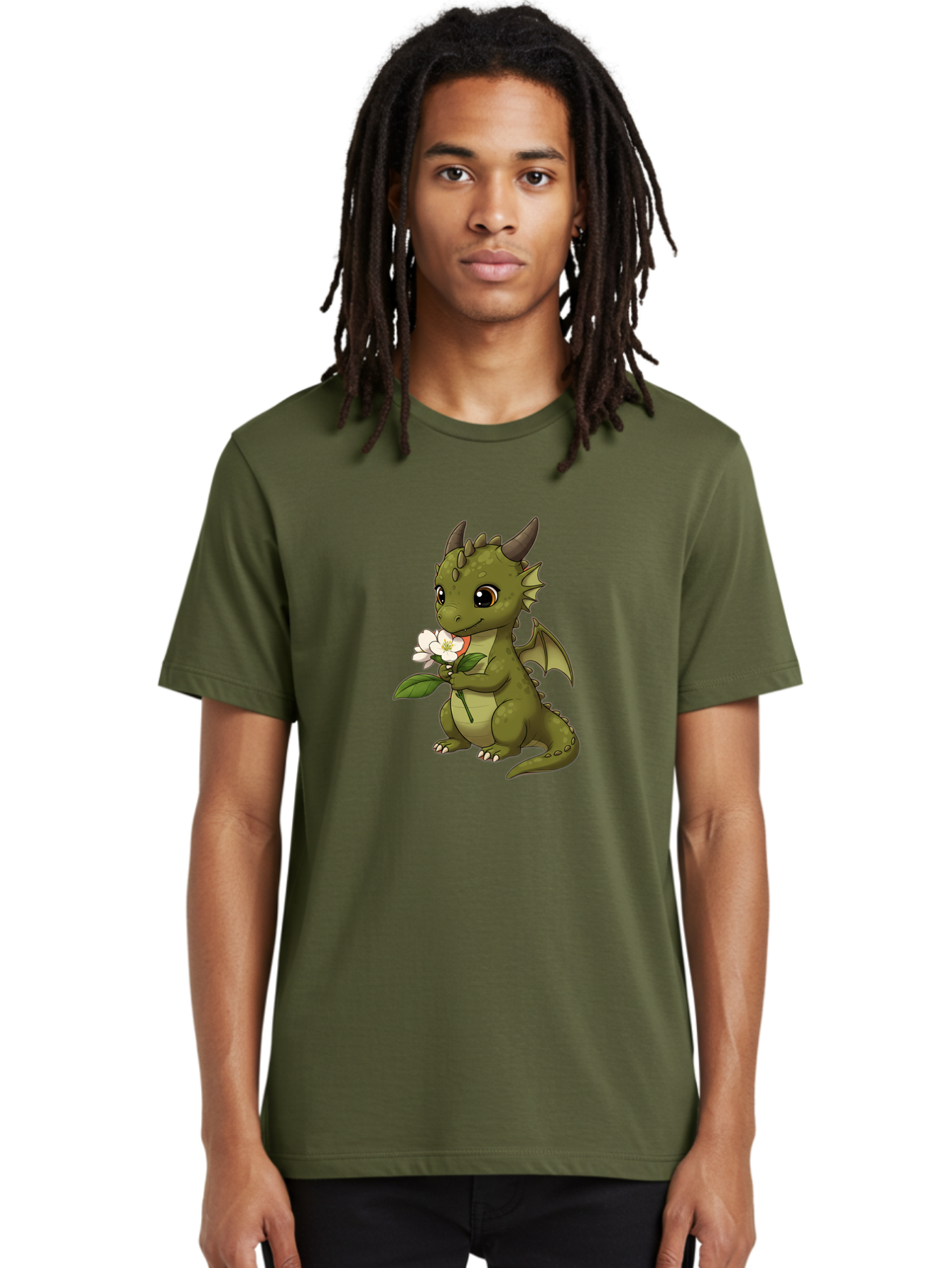 Green-Dragon-With-Flower Men'S Graphic Tee, 100% Cotton, Comfortable Casual Summer Wear, Machine Washable, Vintage Camera, Old Camera, Antique Camera, Black Camera, Classic Photography, Photography Equipment, Nostalgic Device, Film Camera, Baj486