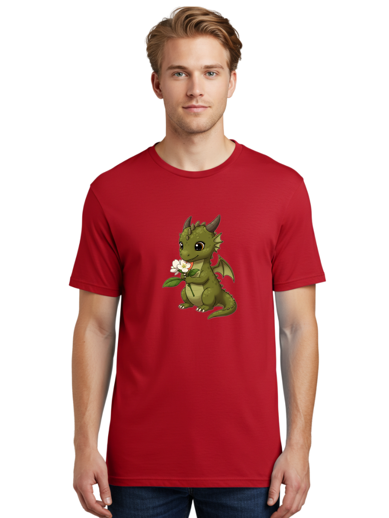 Green-Dragon-With-Flower Men'S Graphic Tee, 100% Cotton, Comfortable Casual Summer Wear, Machine Washable, Vintage Camera, Old Camera, Antique Camera, Black Camera, Classic Photography, Photography Equipment, Nostalgic Device, Film Camera, Baj486