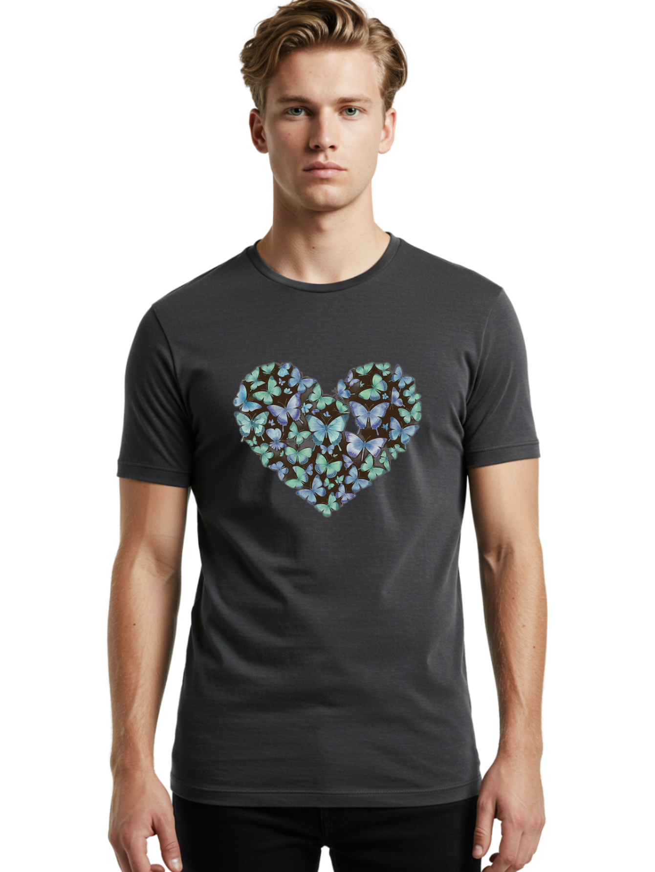 Heart-Of-Butterflies-1 Men'S Graphic Tee, 100% Cotton, Comfortable Casual Summer Wear, Machine Washable, Vintage Camera, Old Camera, Antique Camera, Black Camera, Classic Photography, Photography Equipment, Nostalgic Device, Film Camera, Baj488